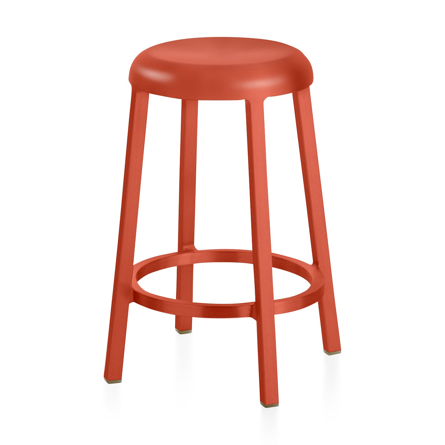 Emeco Za Stool - Recycled Aluminum Bar Stool, Coral Orange