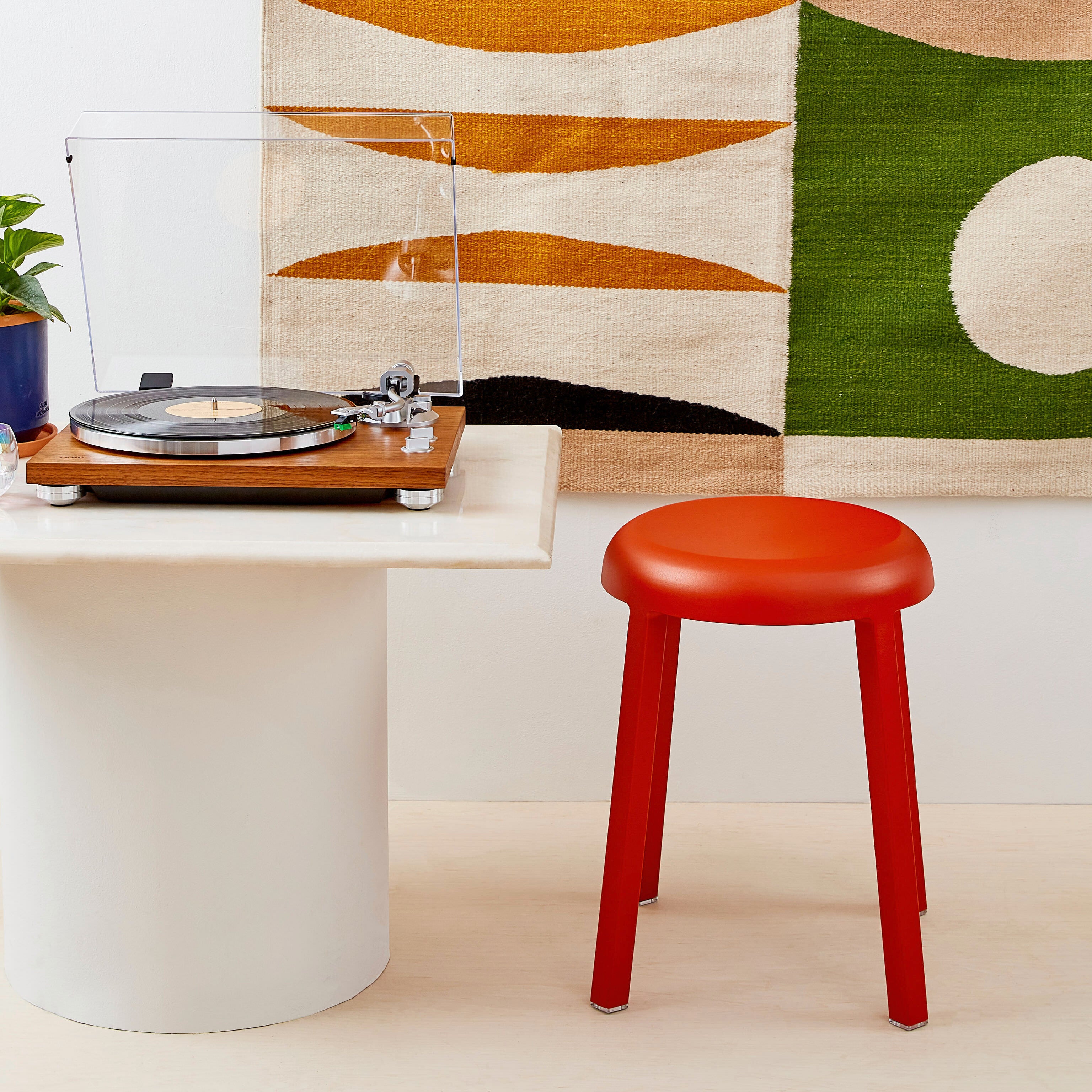 Emeco Za Stool - Recycled Aluminum Bar Stool, Coral Orange