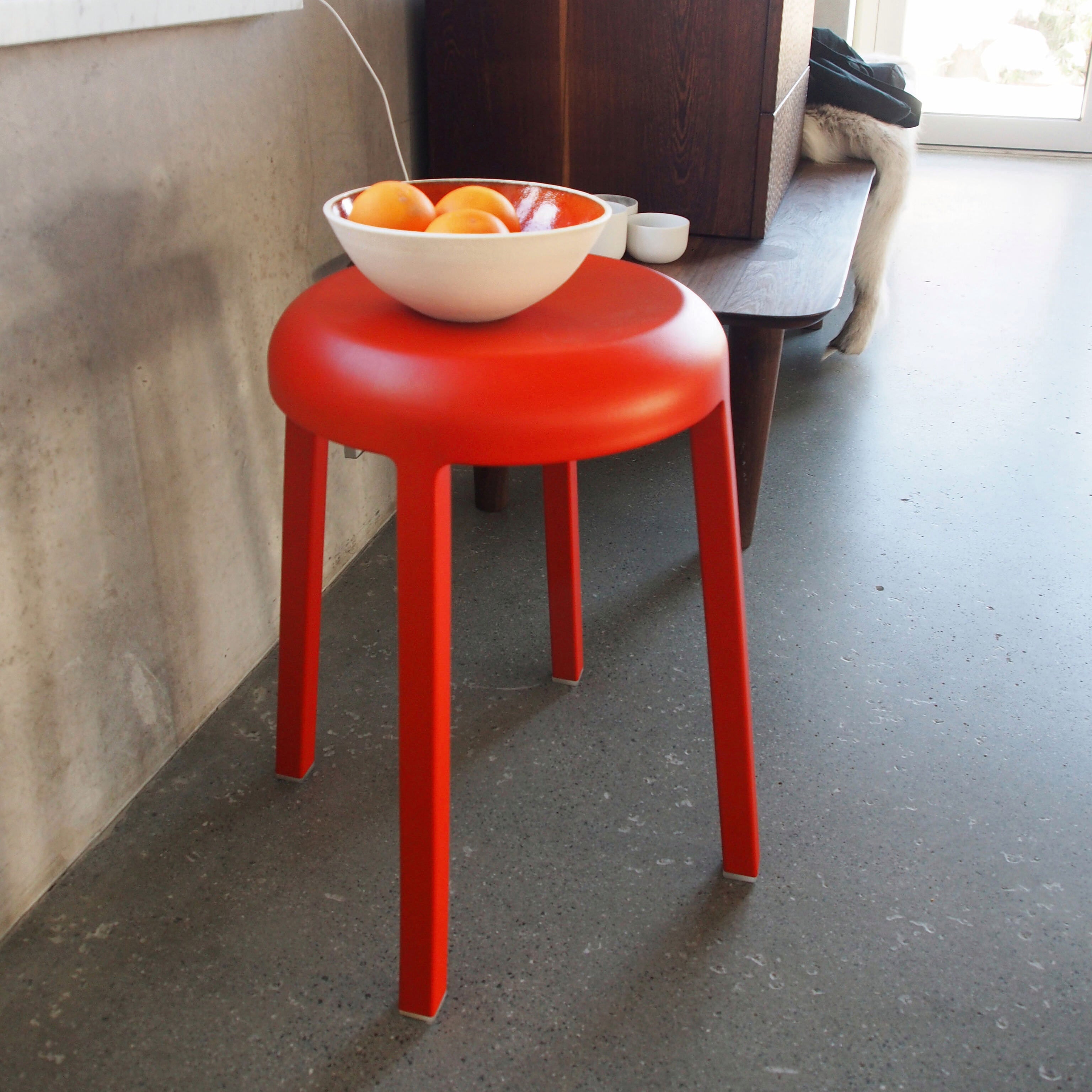 Emeco Za Stool - Recycled Aluminum Bar Stool, Coral Orange