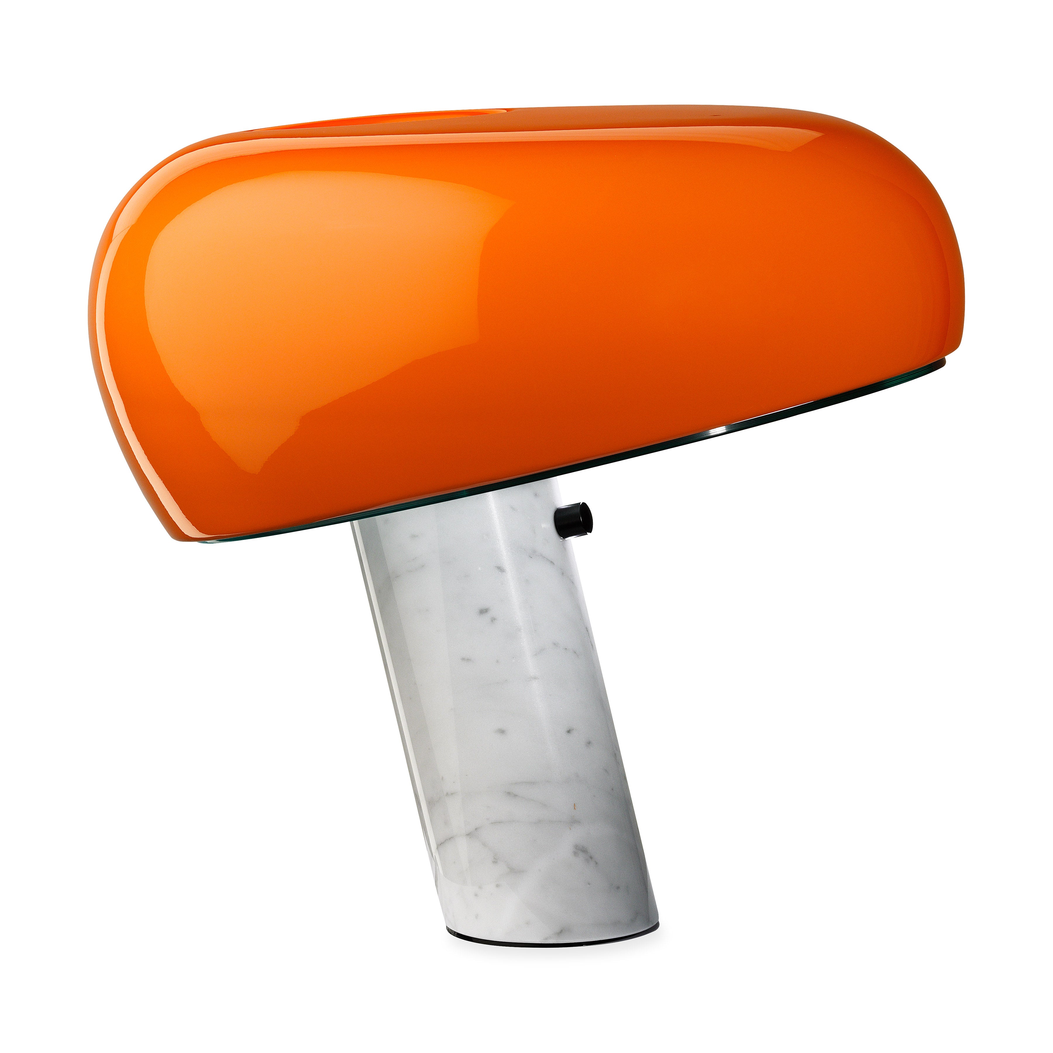 Flos Snoopy Orange Table Lamp with Dimmable Light & Marble Base