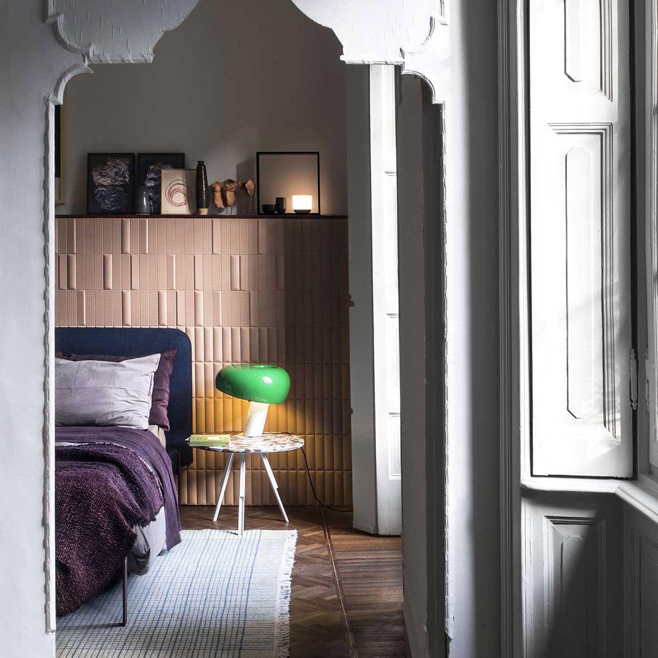 Flos Snoopy Orange Table Lamp with Dimmable Light & Marble Base