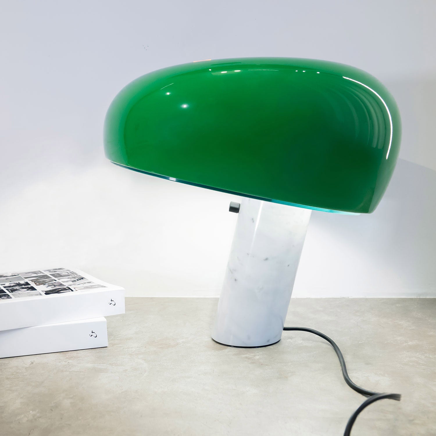 Flos Snoopy Orange Table Lamp with Dimmable Light & Marble Base