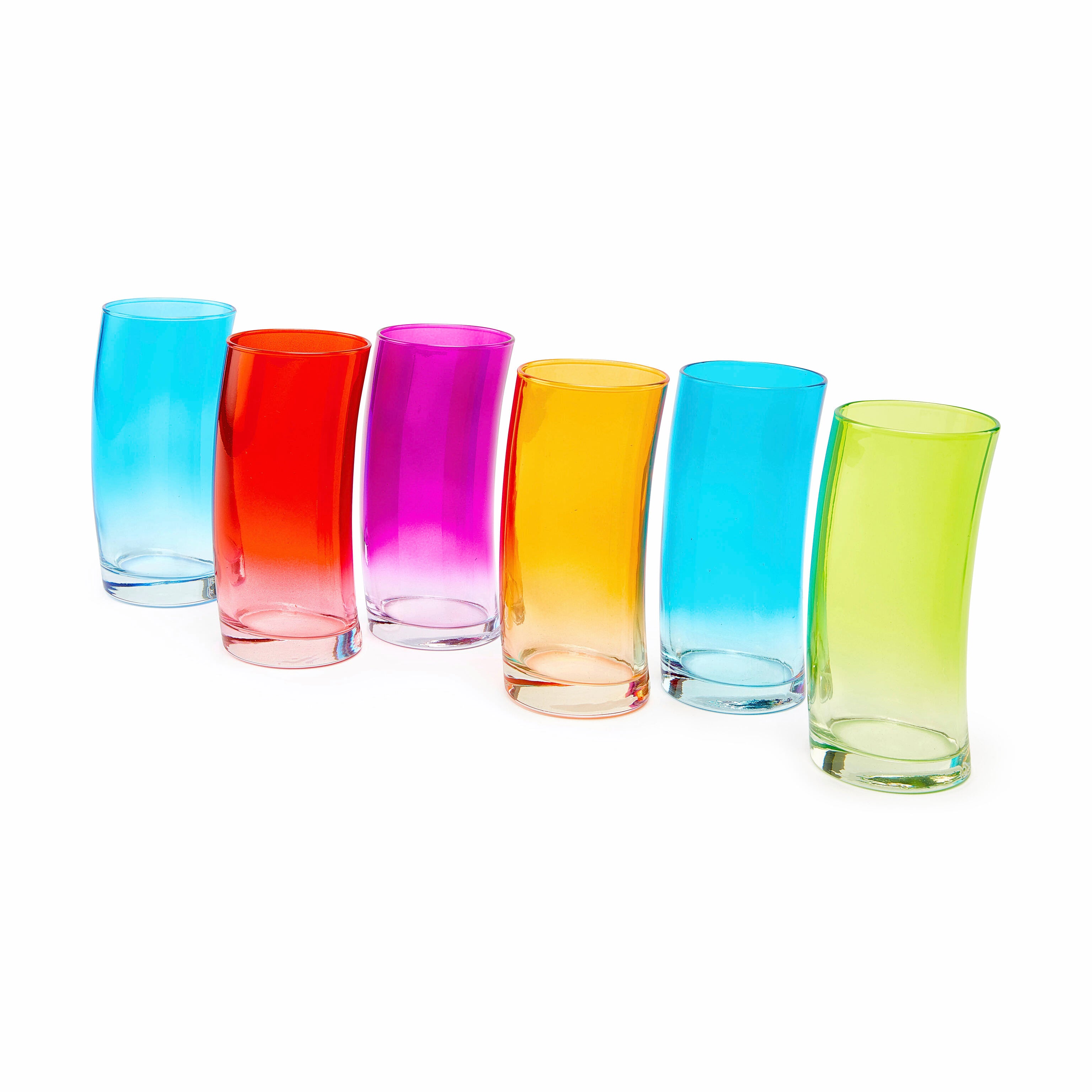 MoMA Swing Tumblers - Set of 6 Colorful Blown Glass Cups
