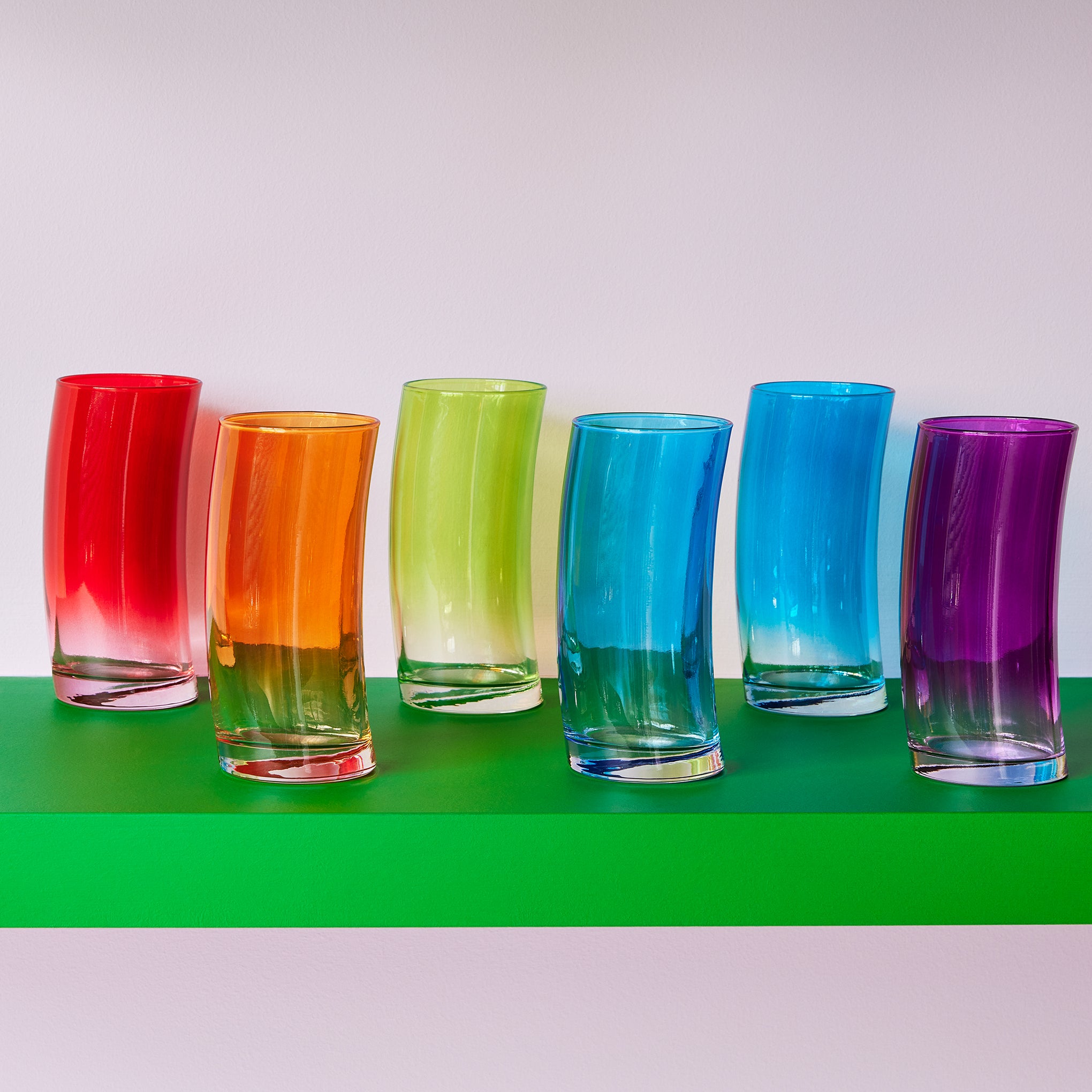 MoMA Swing Tumblers - Set of 6 Colorful Blown Glass Cups