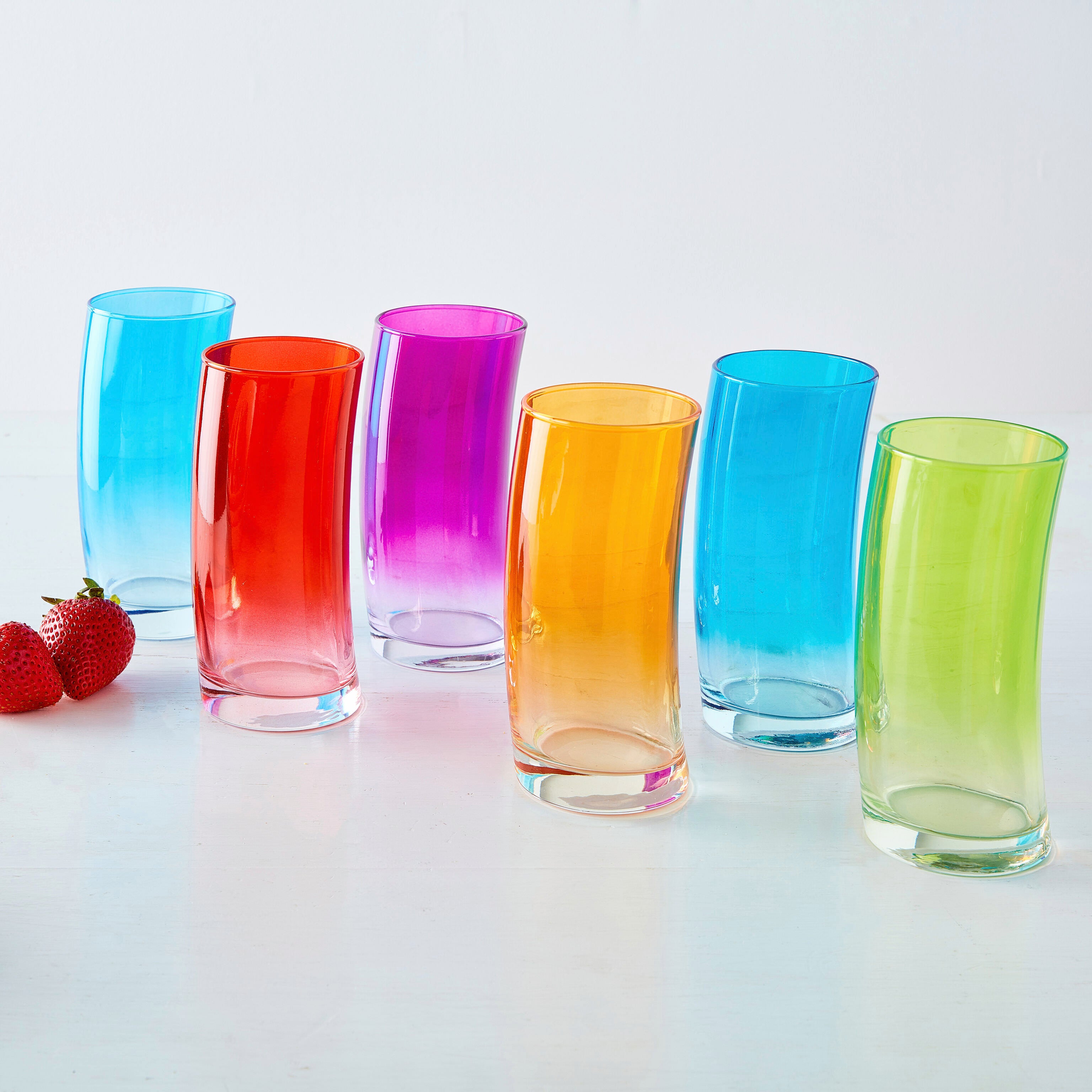 MoMA Swing Tumblers - Set of 6 Colorful Blown Glass Cups