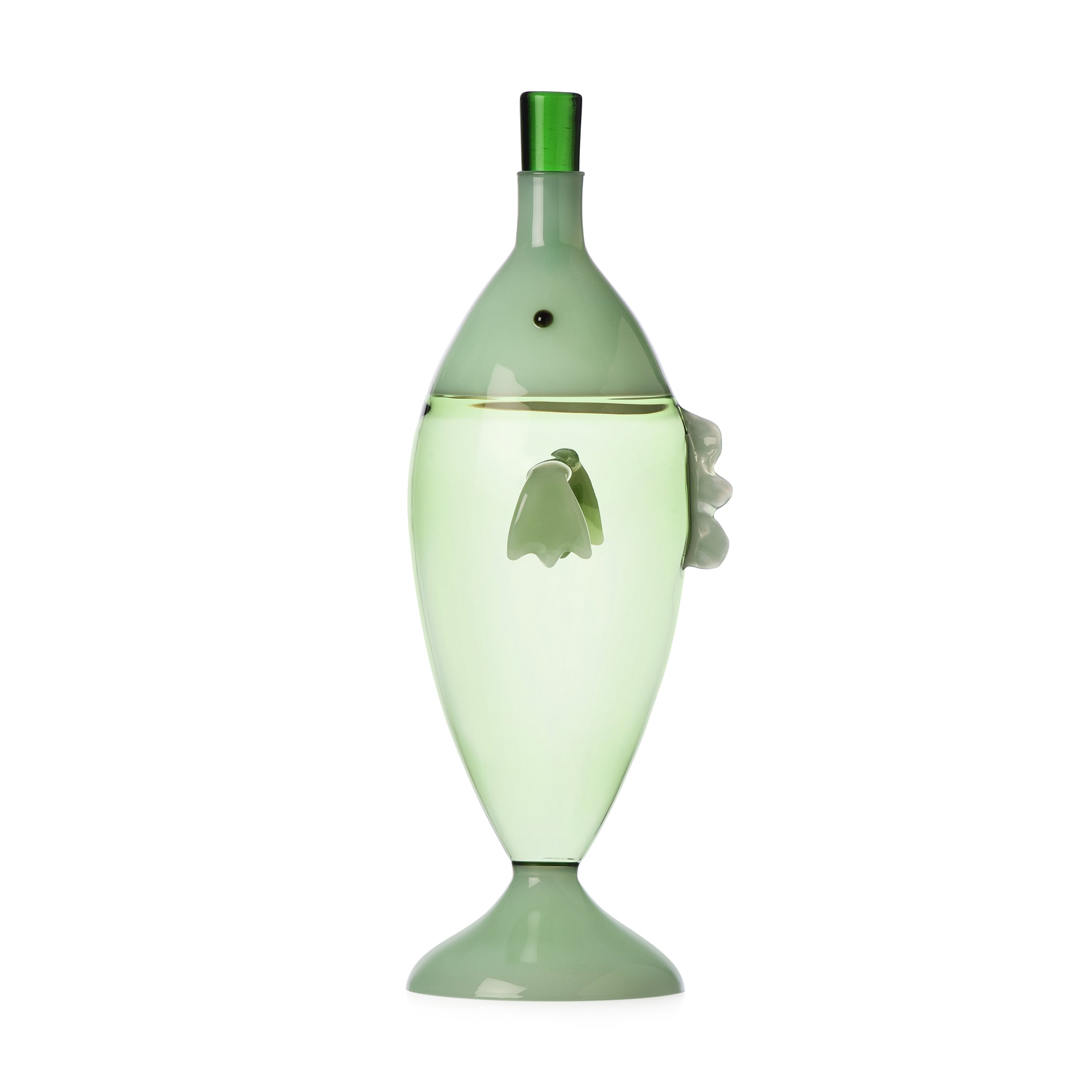 Handcrafted Fish-Shaped Glass Bottle by Alessandra Baldereschi