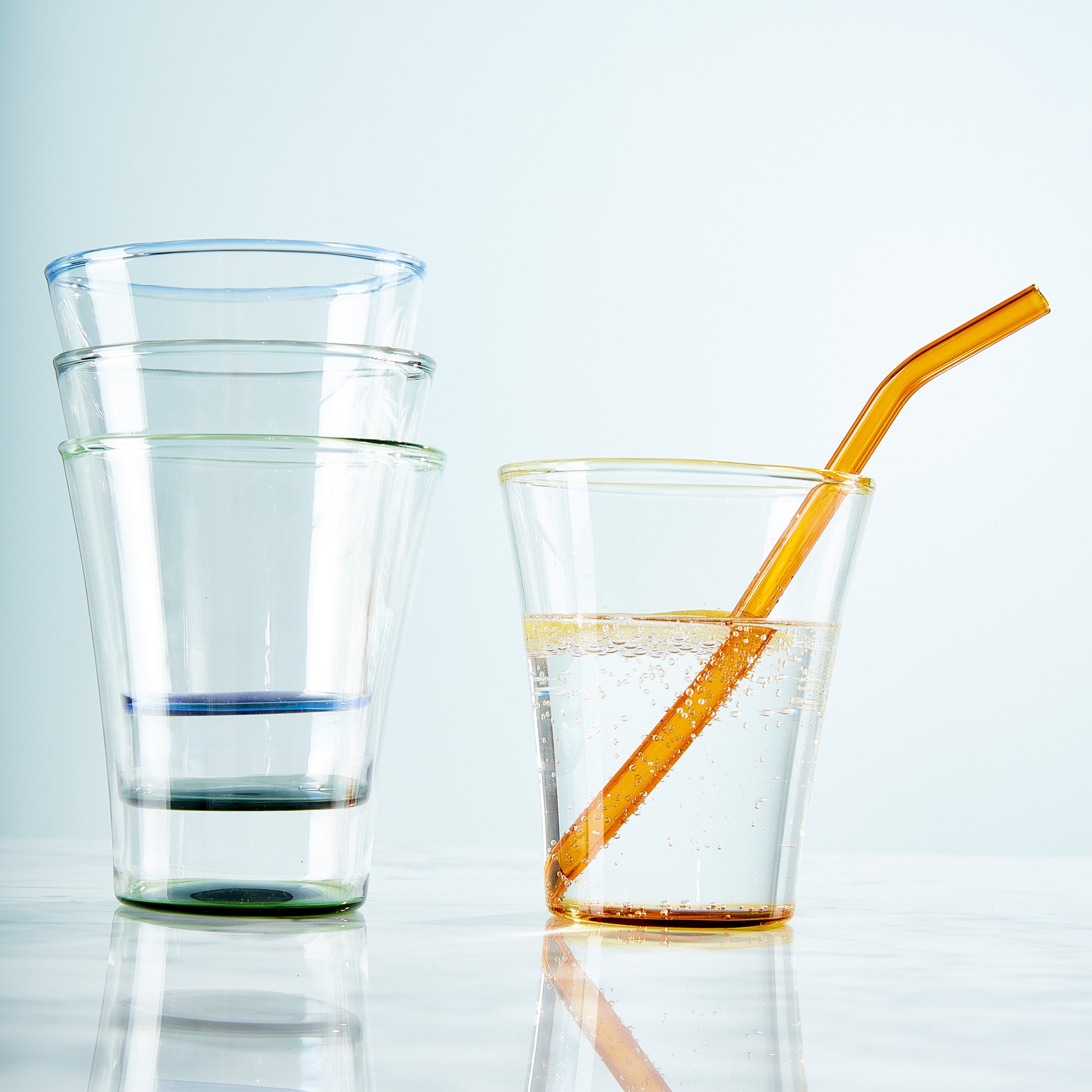 MoMA Color Accent Drinking Glasses - Set of 4 Short Tumblers