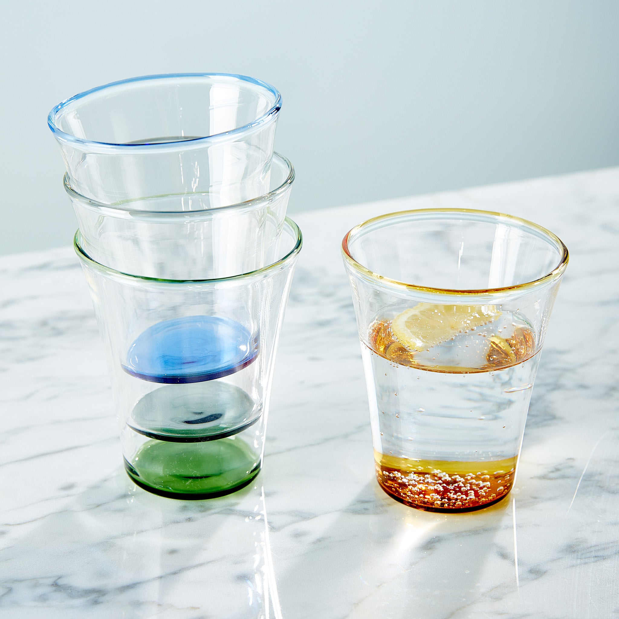 MoMA Color Accent Drinking Glasses - Set of 4 Short Tumblers