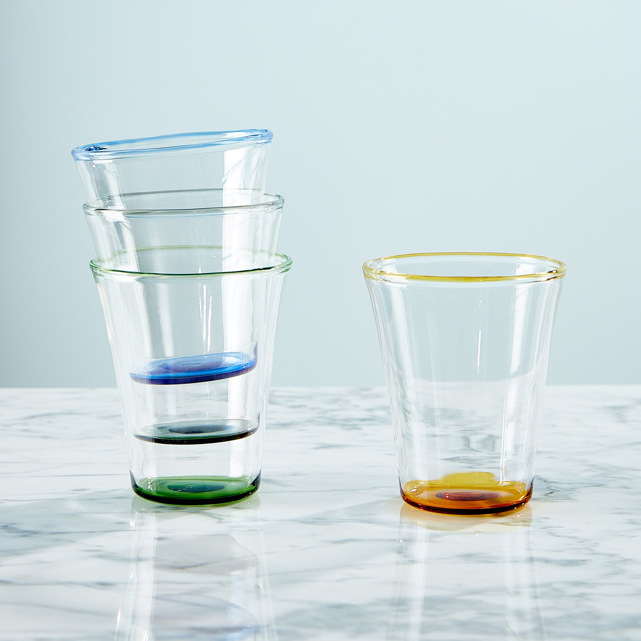 MoMA Color Accent Drinking Glasses - Set of 4 Short Tumblers