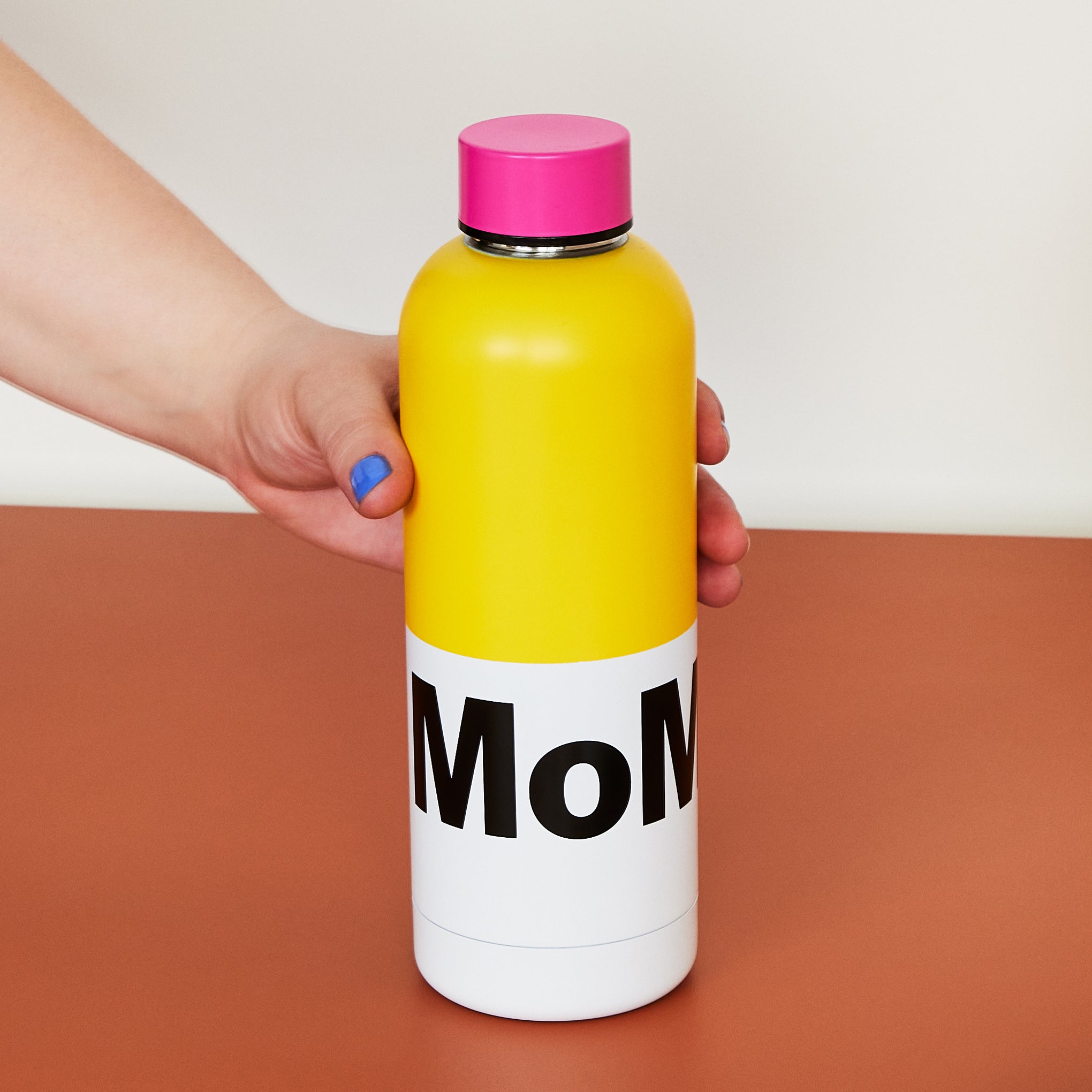 MoMA Stainless Steel Water Bottle - Pink & Yellow, 17oz, Insulated