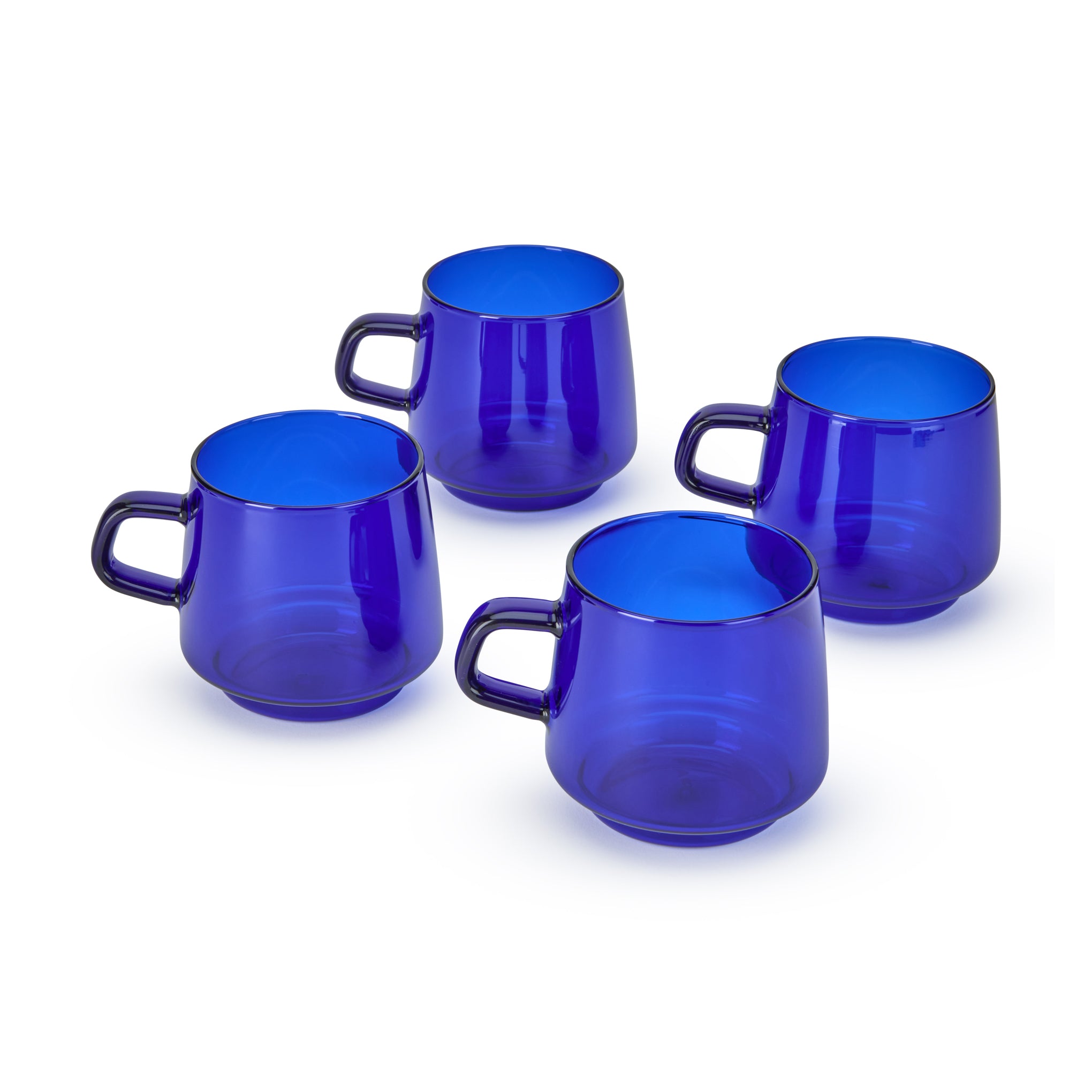Midnight Blue Glass Mugs - Set of 4 - Heat-Resistant & Dishwasher Safe