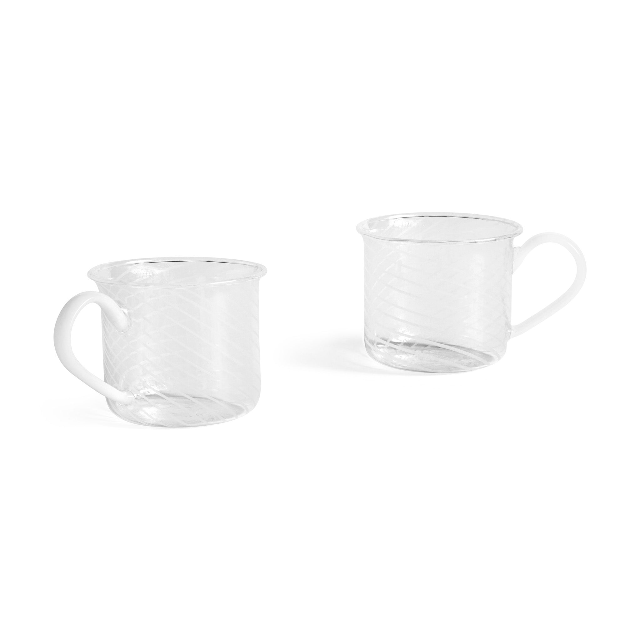 HAY Glass Coffee Mugs Set of 2 - Grey & Pink - Dishwasher Safe