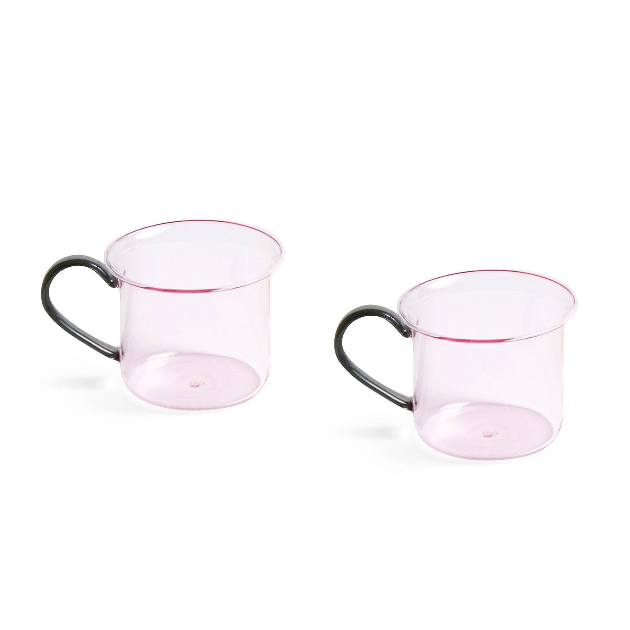HAY Glass Coffee Mugs Set of 2 - Grey & Pink - Dishwasher Safe