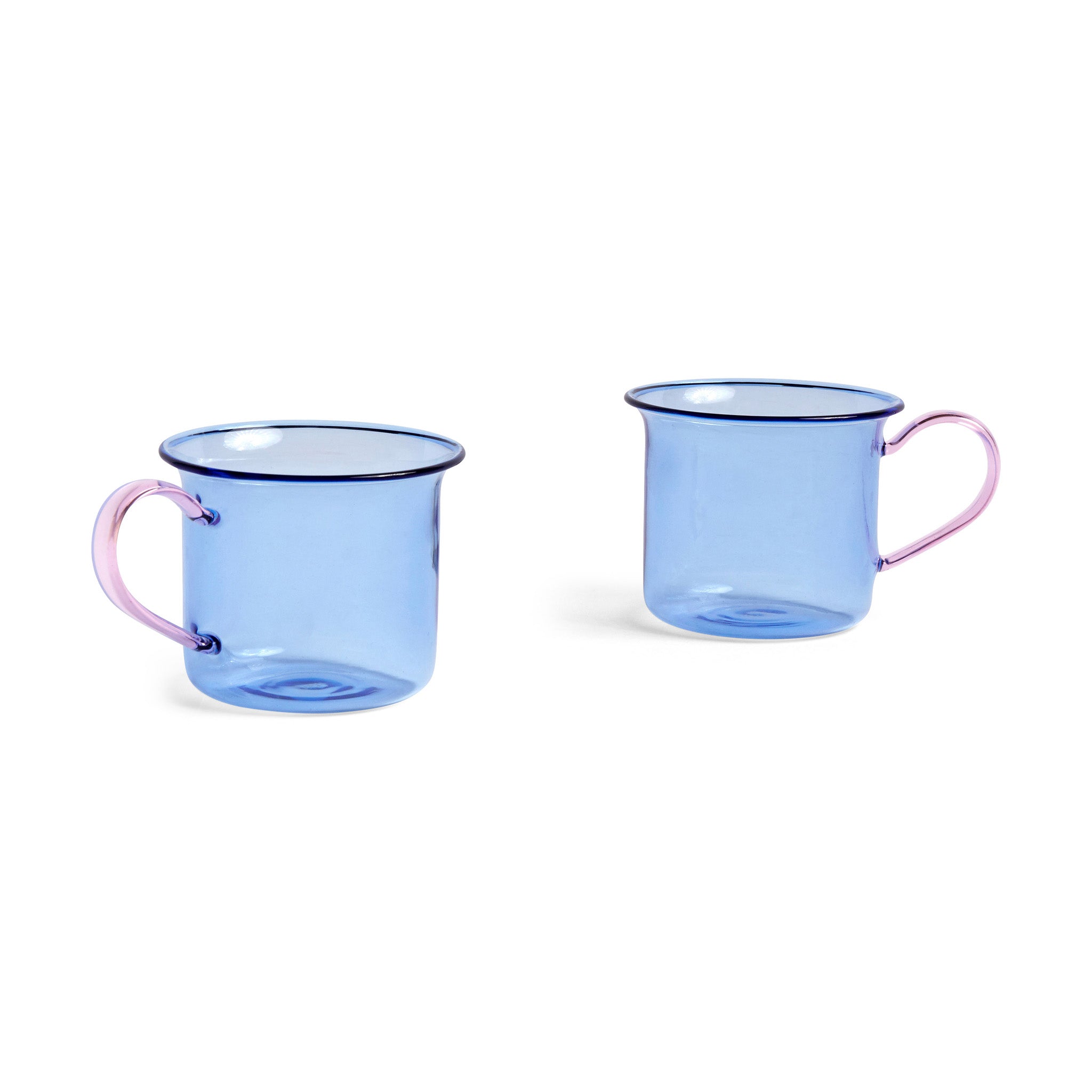 HAY Glass Coffee Mugs Set of 2 - Grey & Pink - Dishwasher Safe
