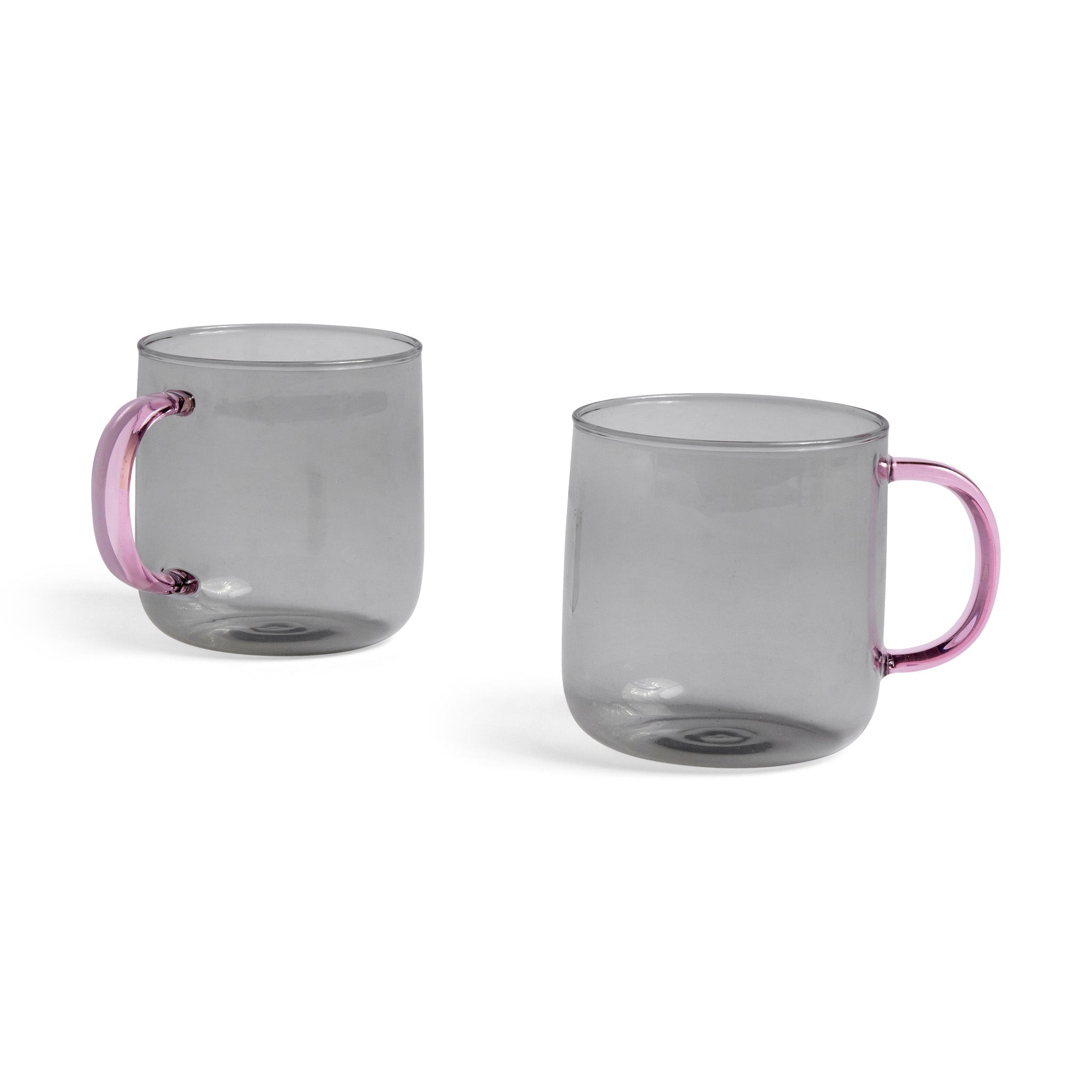 HAY Glass Coffee Mugs Set of 2 - Grey & Pink - Dishwasher Safe