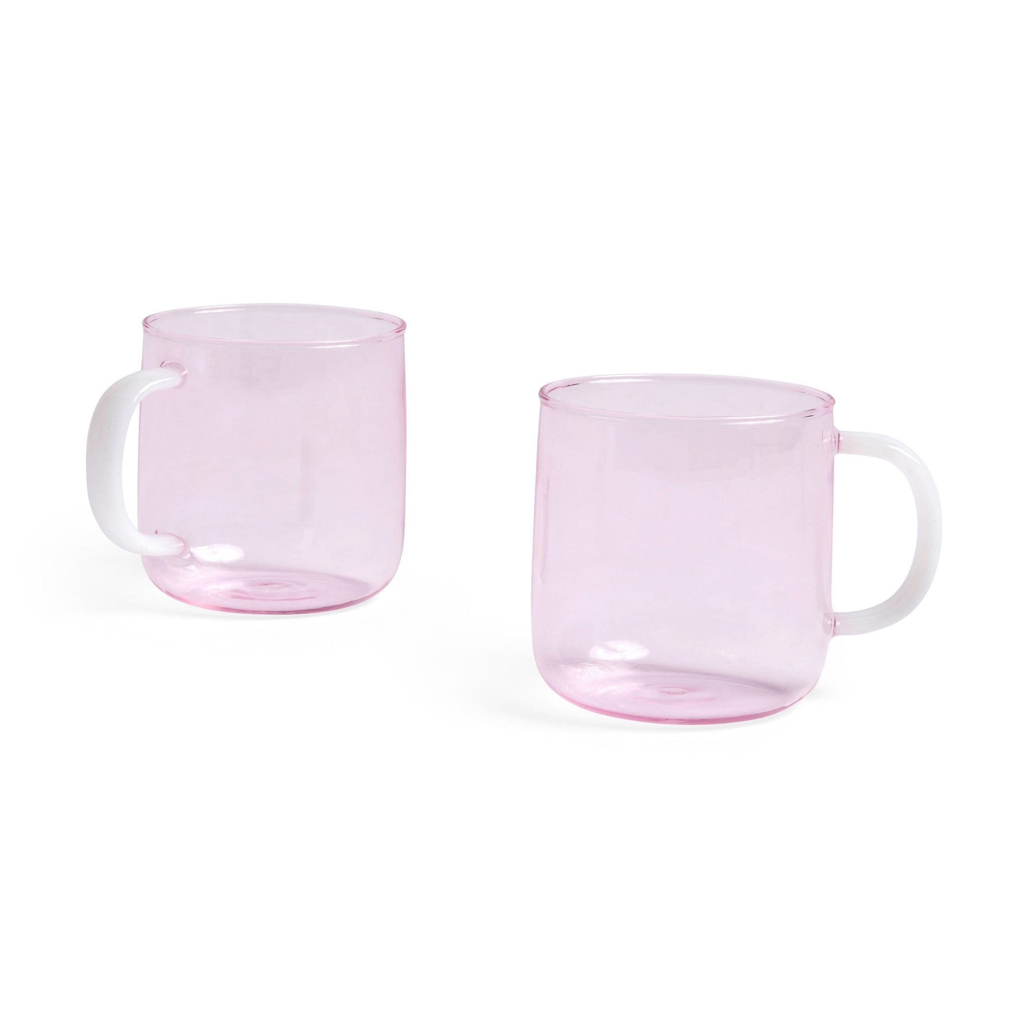 HAY Glass Coffee Mugs Set of 2 - Grey & Pink - Dishwasher Safe