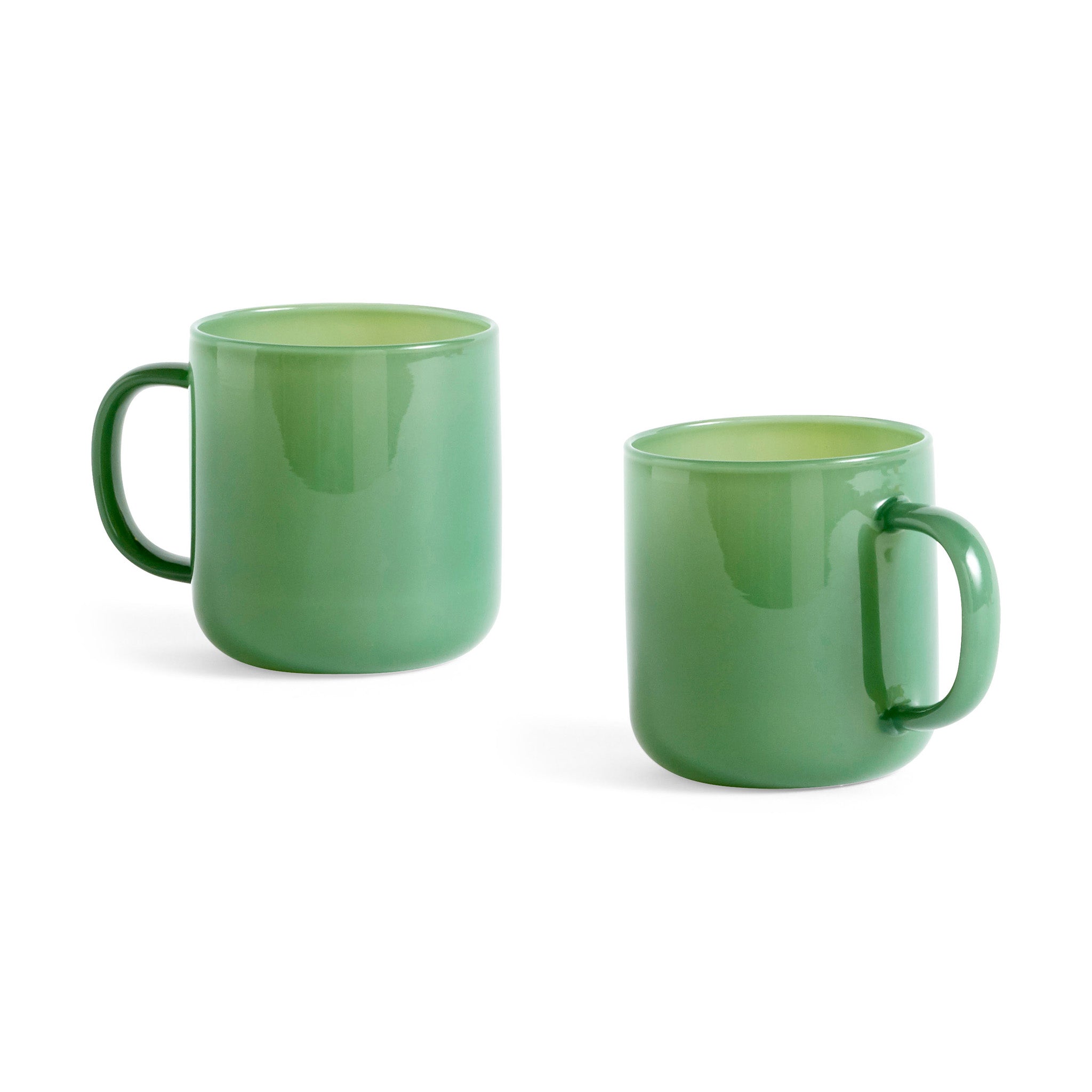 HAY Glass Coffee Mugs Set of 2 - Grey & Pink - Dishwasher Safe