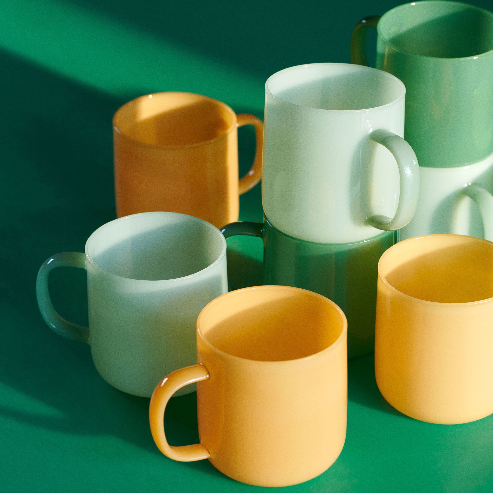 HAY Glass Coffee Mugs Set of 2 - Grey & Pink - Dishwasher Safe