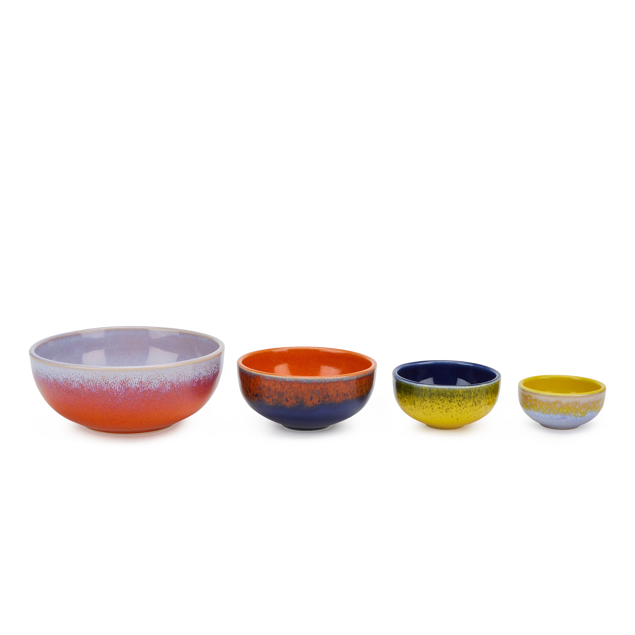Handcrafted Portuguese Ceramic Nesting Bowls Set – Ombre Glaze