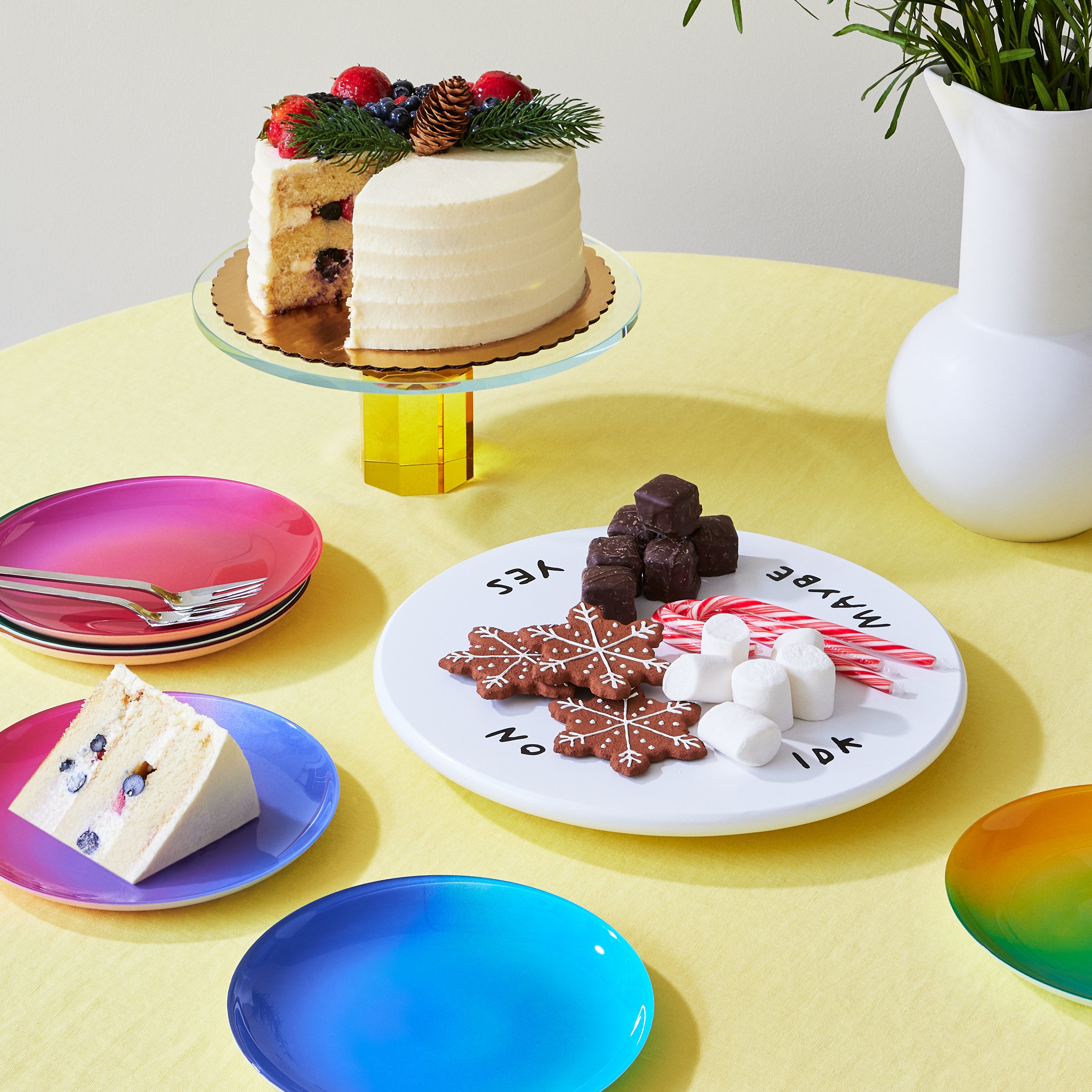 Spectrum Glass Dessert Plates Set of 6 - Hand-Painted Ombre Design
