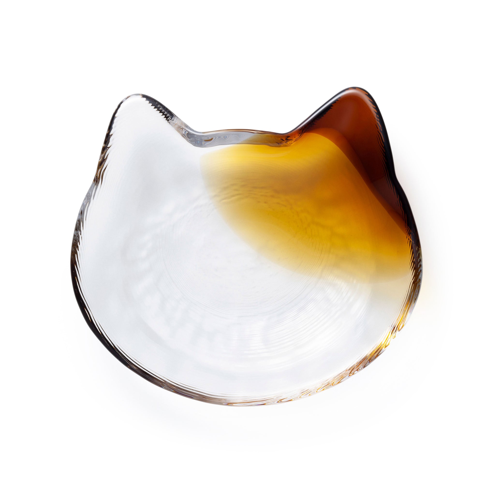 MoMA Handmade Glass Cat Dish - Brown Ceramic Pet Snack Bowl