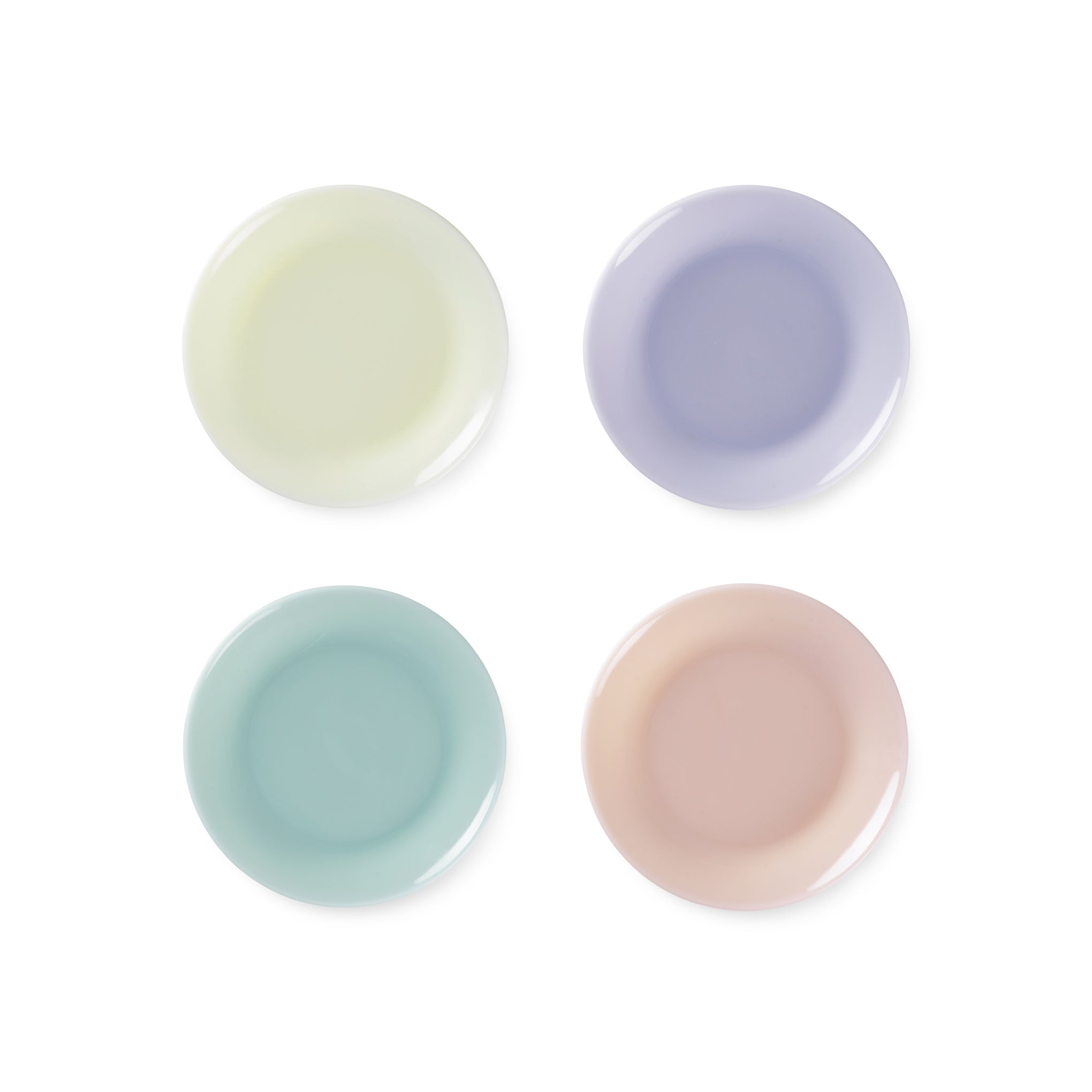 MoMA Pastel Milk Glass Salad Plates - Set of 4 - Dishwasher Safe