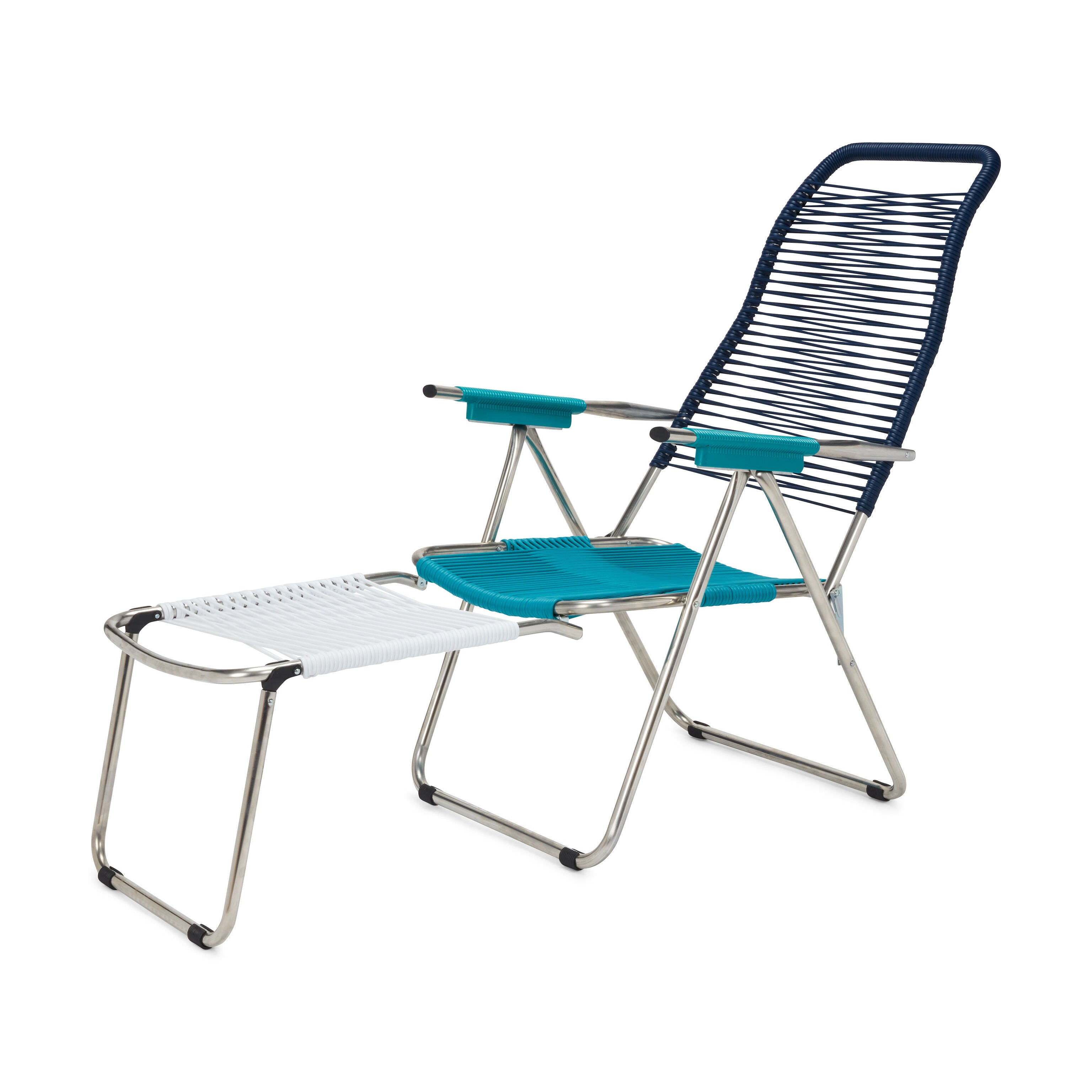 Spaghetti Outdoor Lounge Chair - Foldable Aluminum Frame, Adjustable Backrest