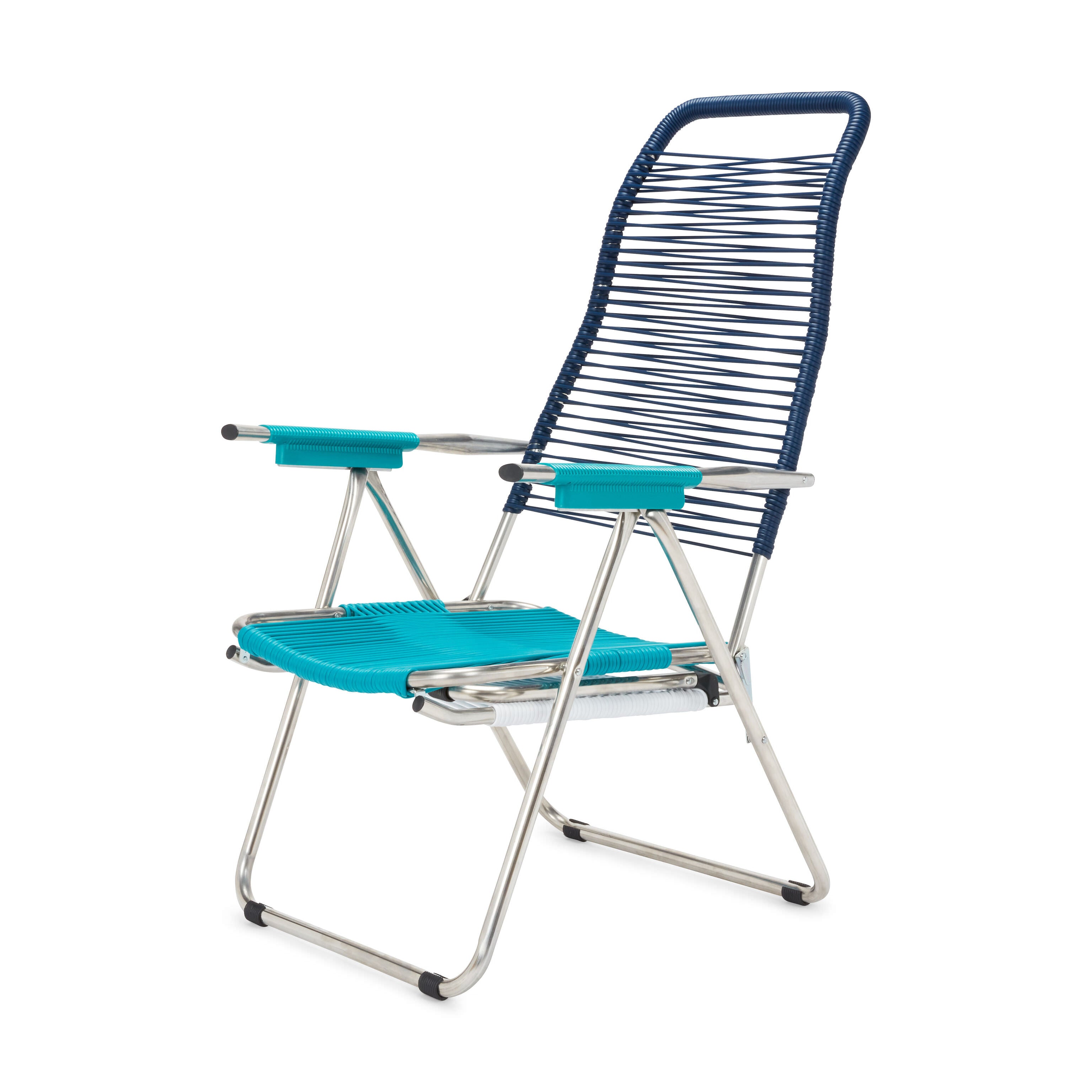 Spaghetti Outdoor Lounge Chair - Foldable Aluminum Frame, Adjustable Backrest