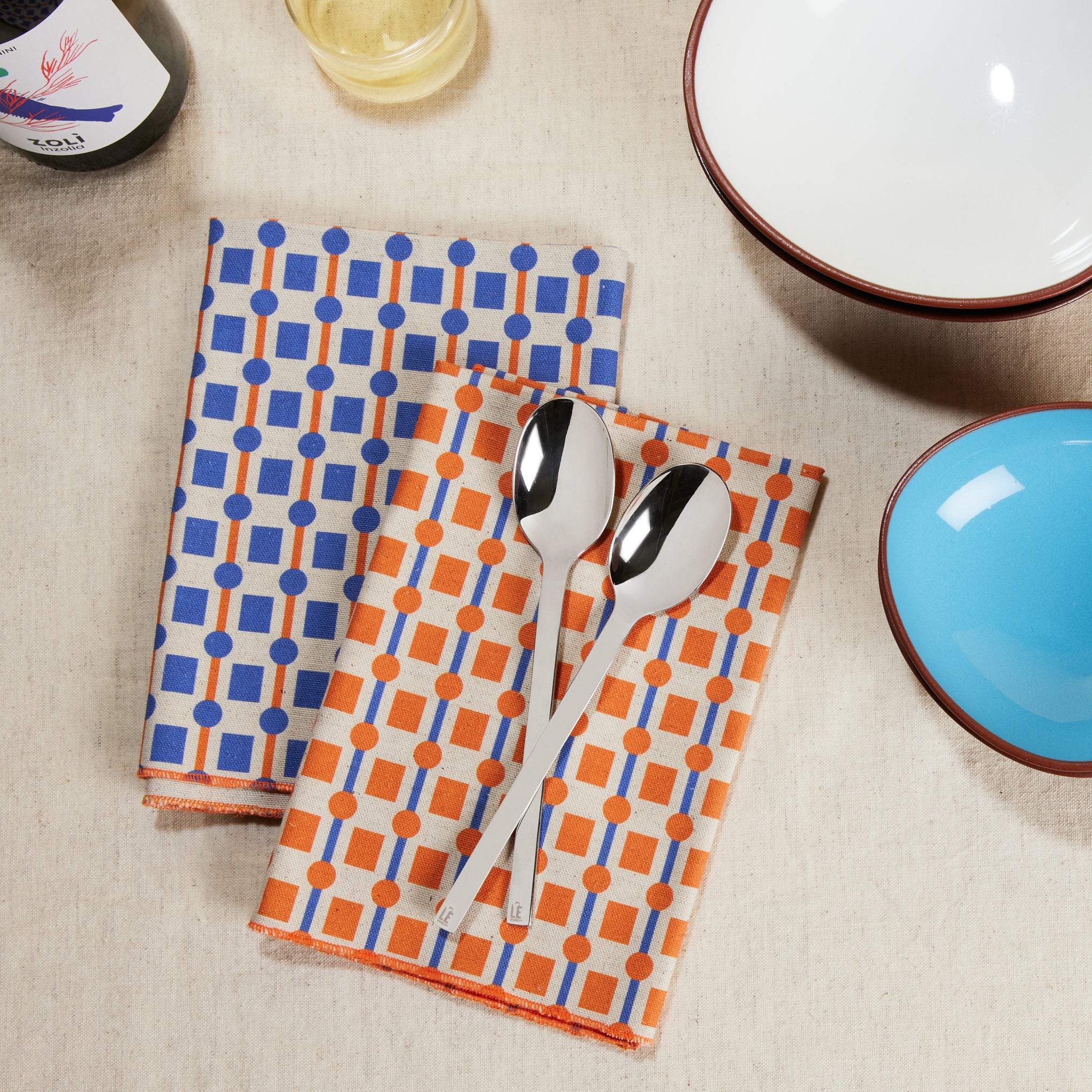 Handmade Geometric Cotton & Linen Napkins - Set of 2 - MoMA Exclusive