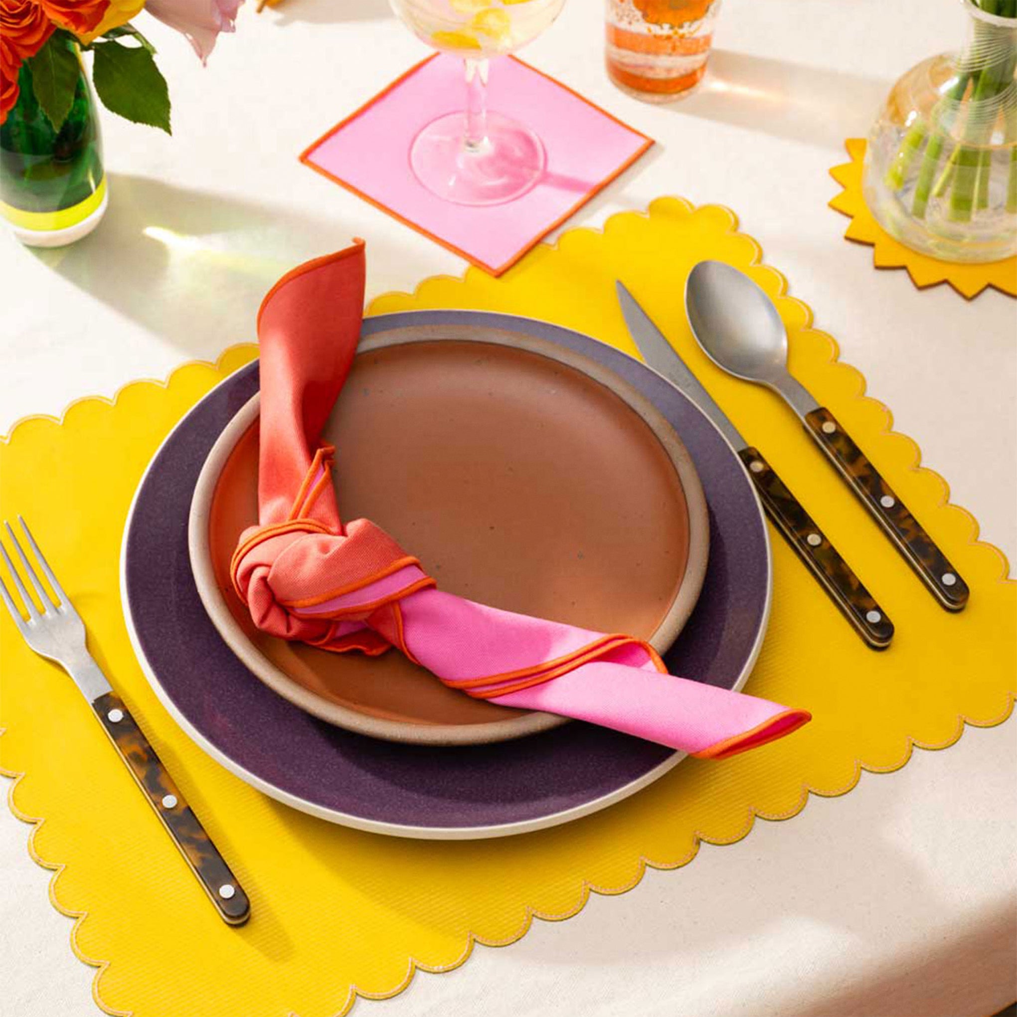 Reclaimed Fabric Lollipop Napkins - Set of 4, Two-Tone Design