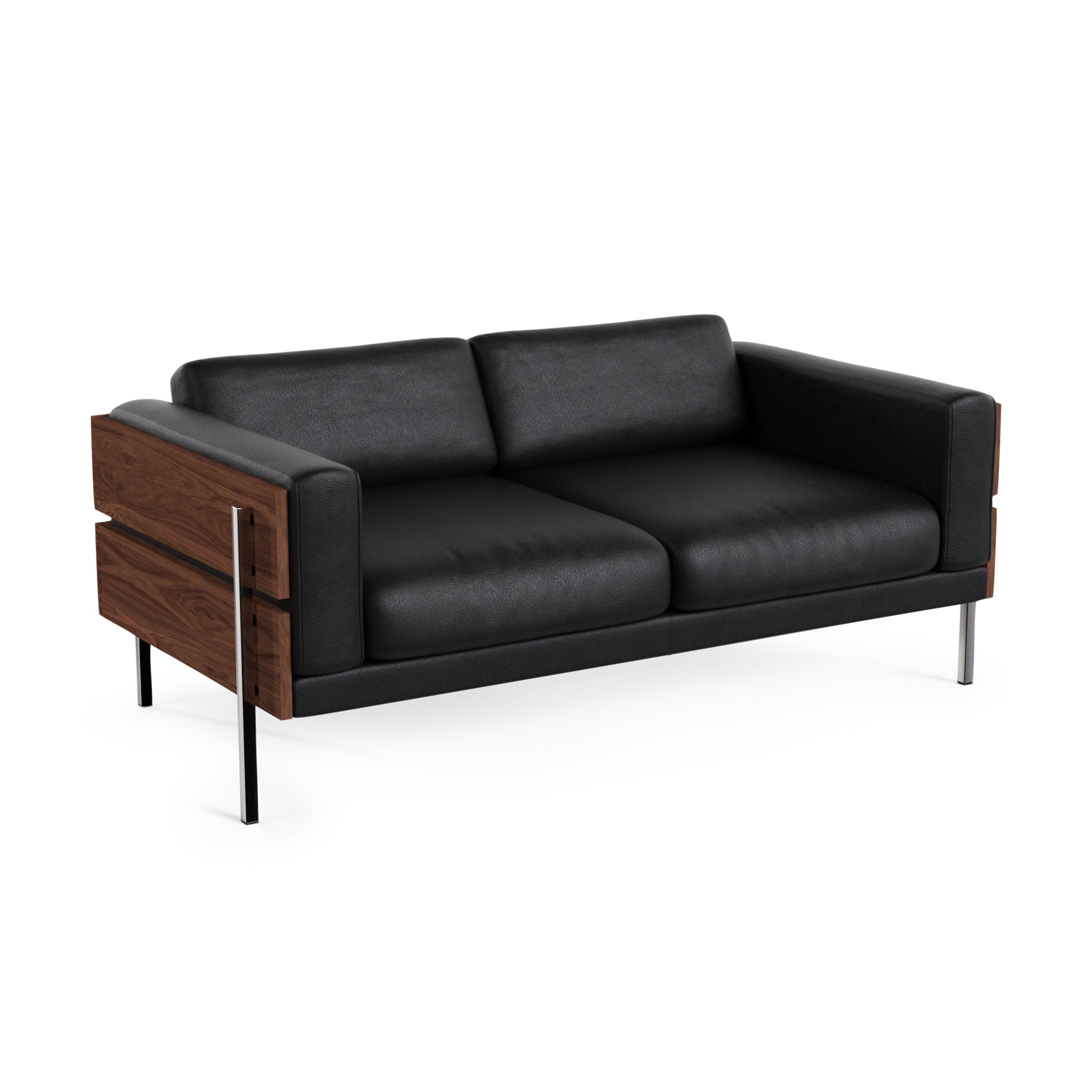 Robin Day Forum 2-Seater Sofa - Mid-Century Modern Leather & Walnut