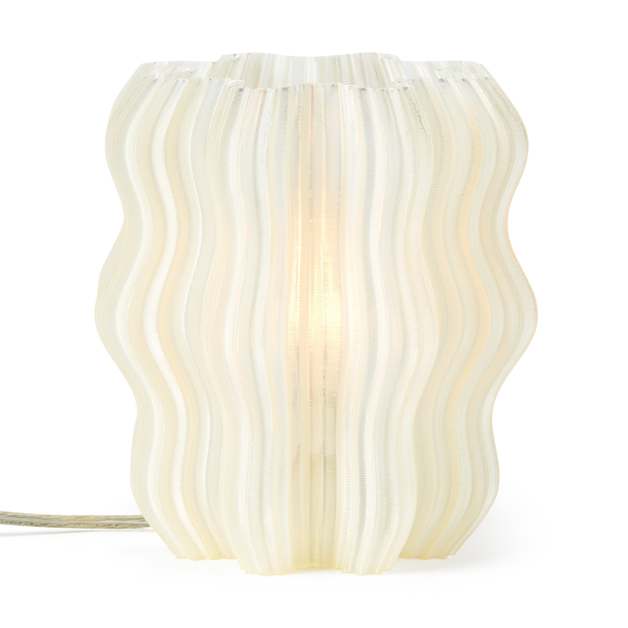 Eco-Friendly Mini Wavy Table Lamp - Recycled Plastic, 3D-Printed