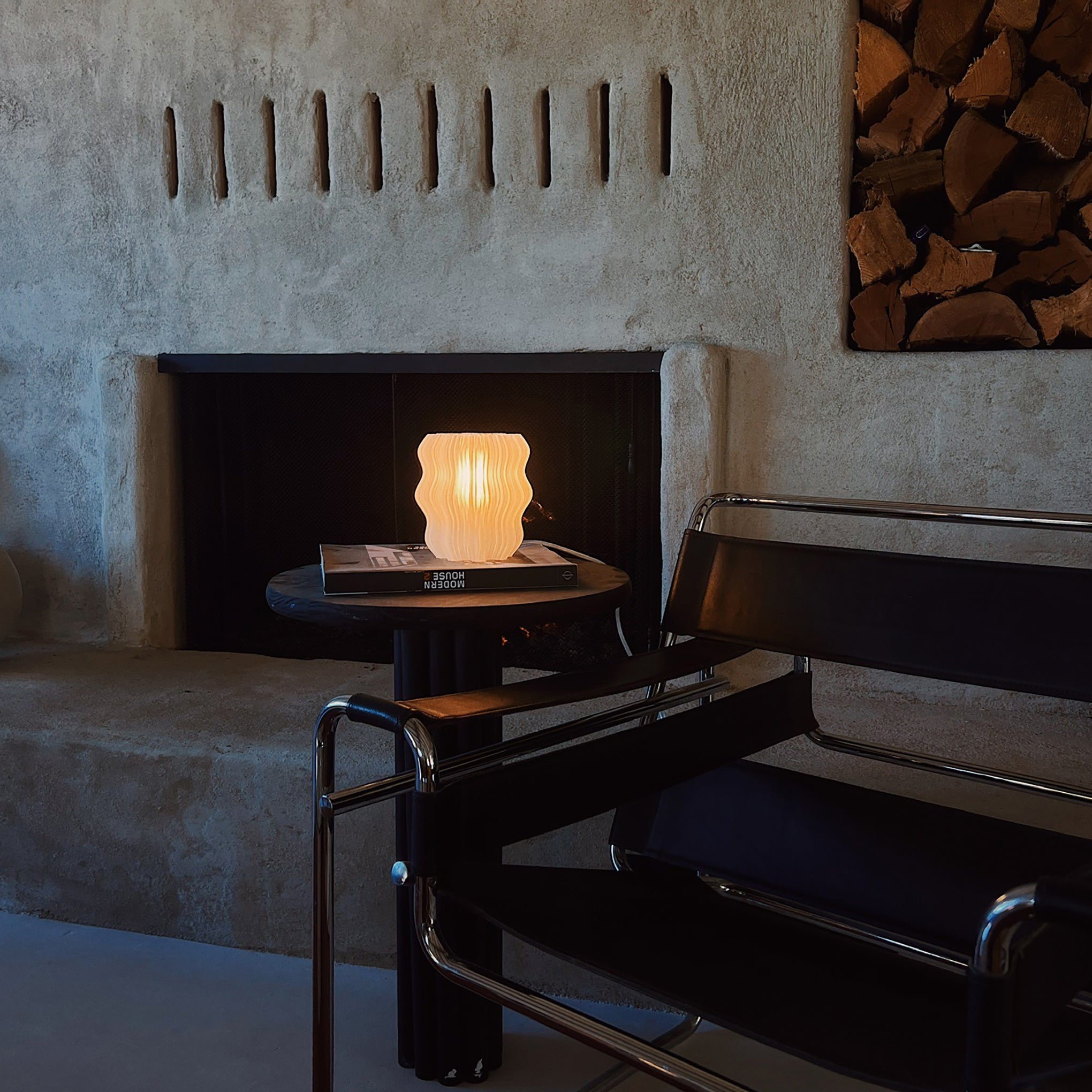 Eco-Friendly Mini Wavy Table Lamp - Recycled Plastic, 3D-Printed