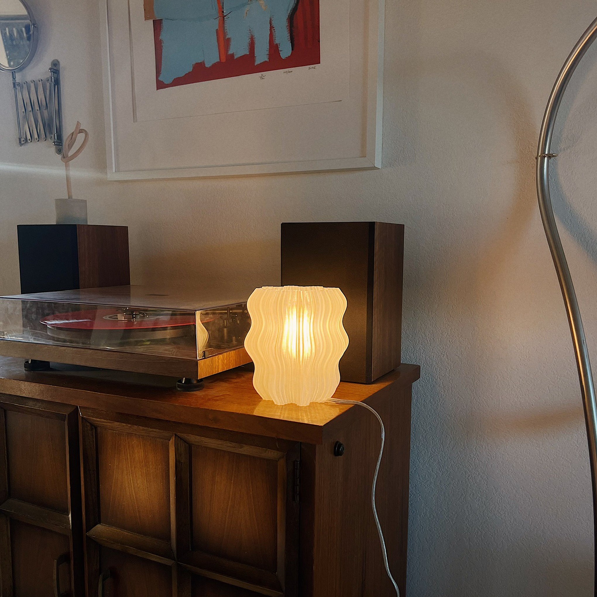 Eco-Friendly Mini Wavy Table Lamp - Recycled Plastic, 3D-Printed