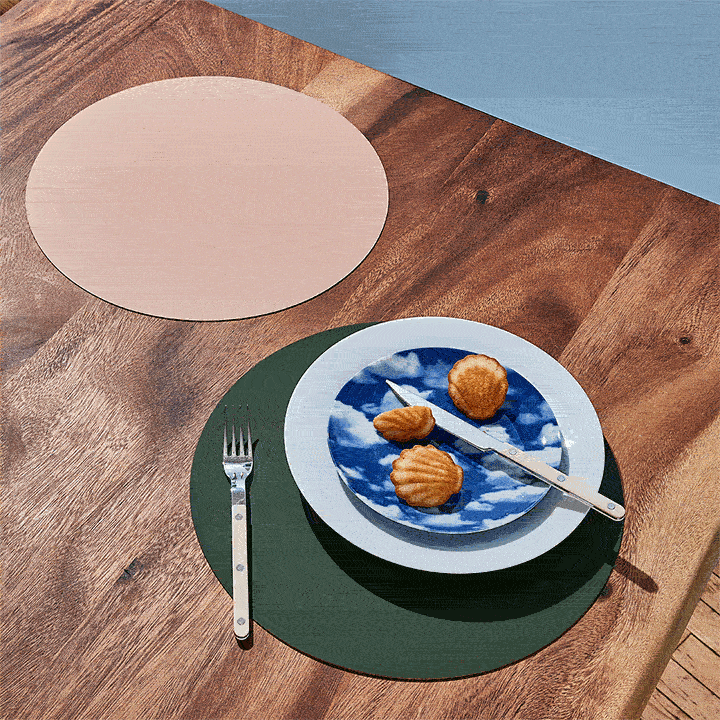 Eco-Friendly Recycled Leather Placemat - Dual-Sided Green & Black