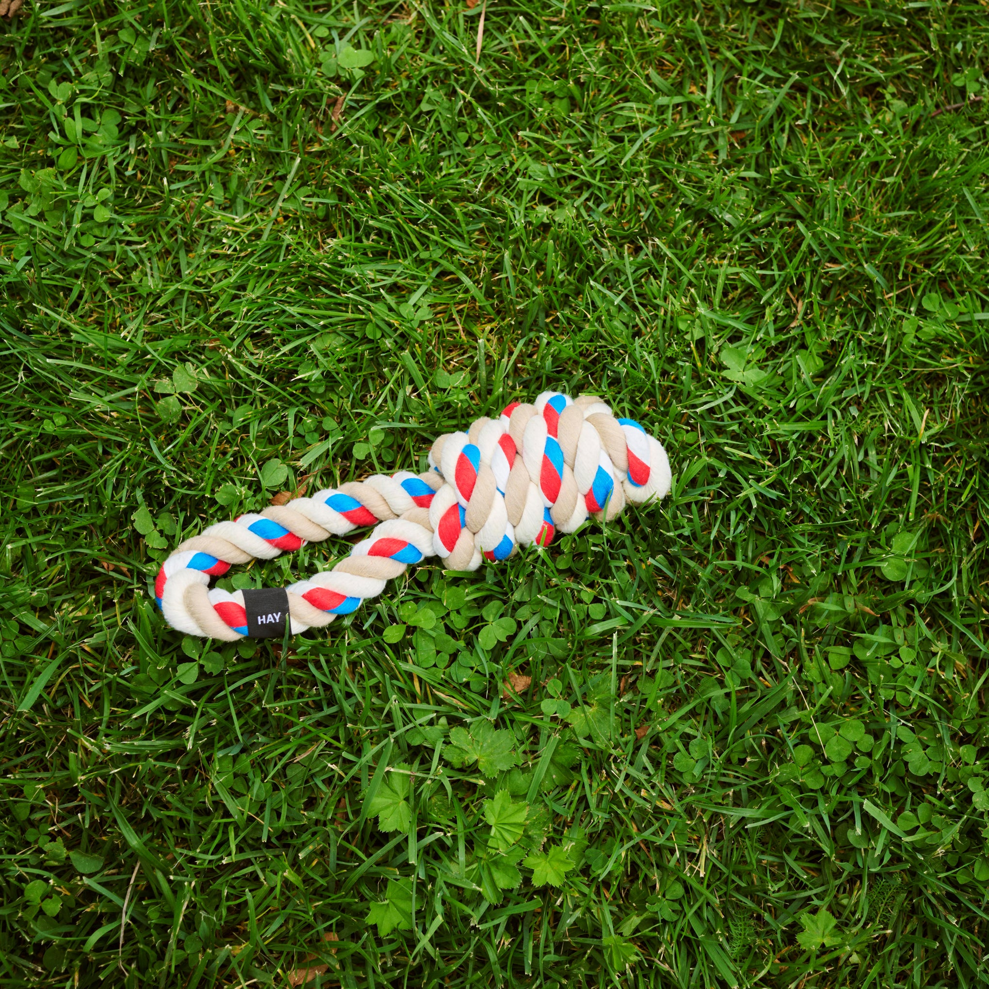 HAY Recycled Polyester Rope Dog Toy - Red & Turquoise Tug Toy