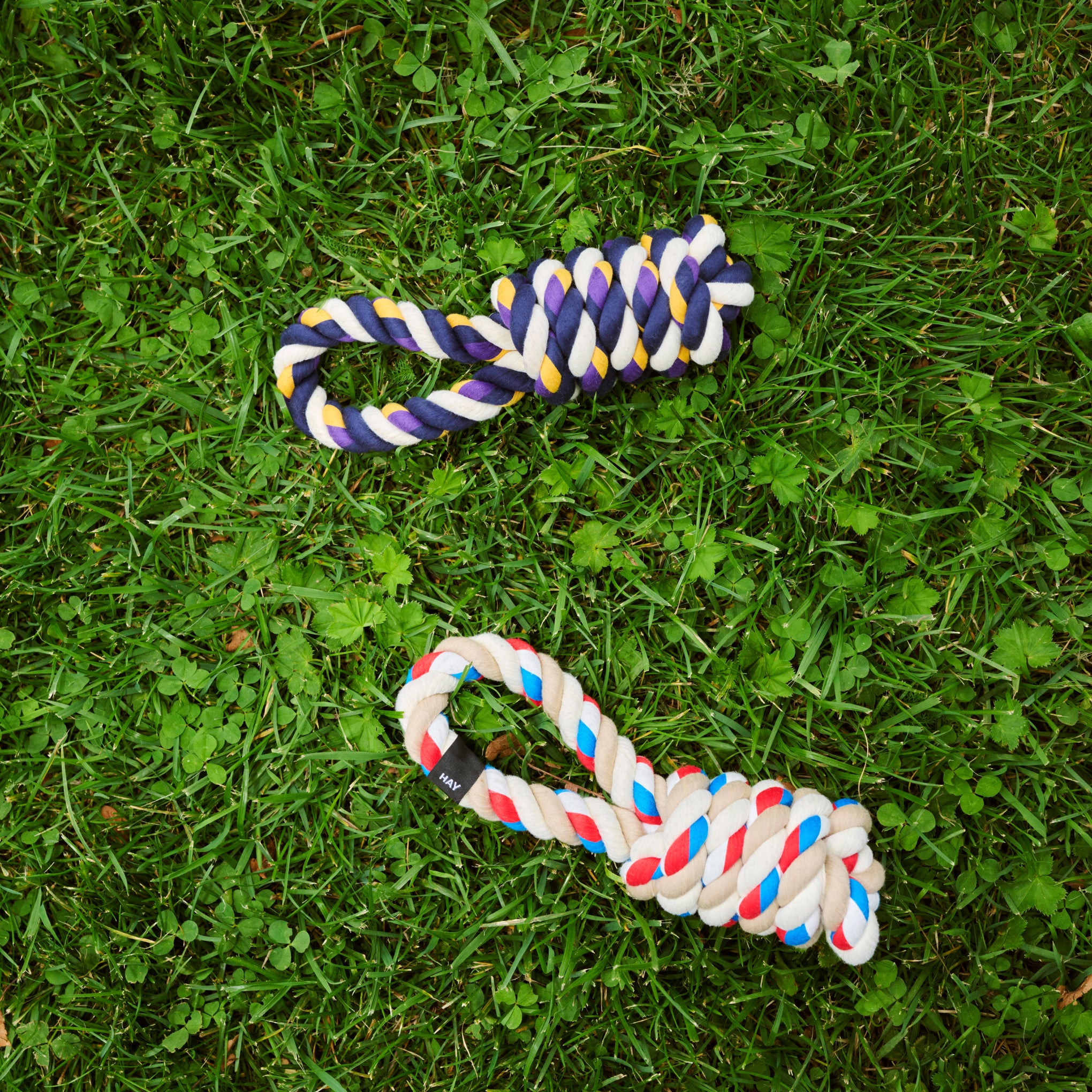 HAY Recycled Polyester Rope Dog Toy - Red & Turquoise Tug Toy