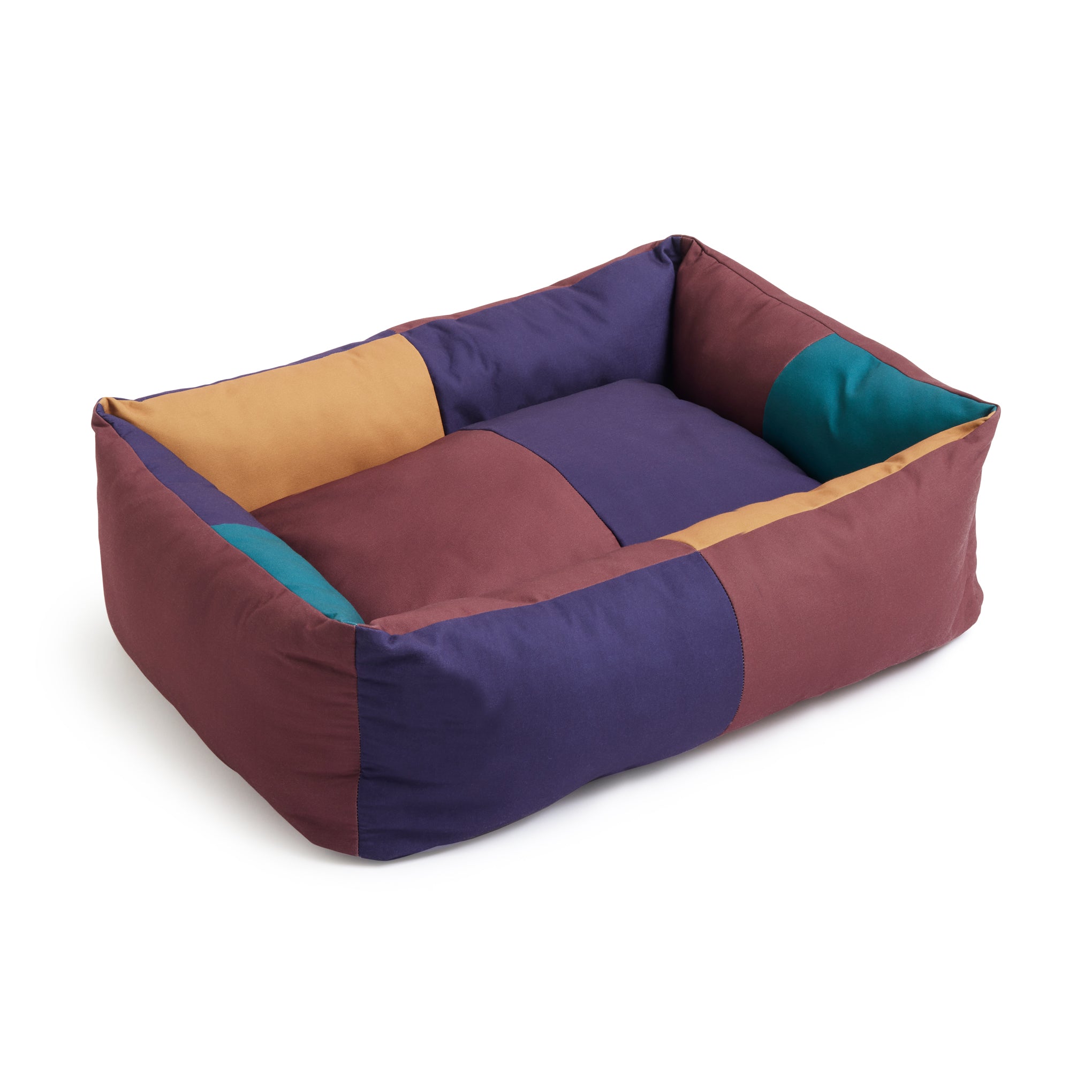 HAY Recycled Polyester Dog Bed - Burgundy & Green Colorblock Design