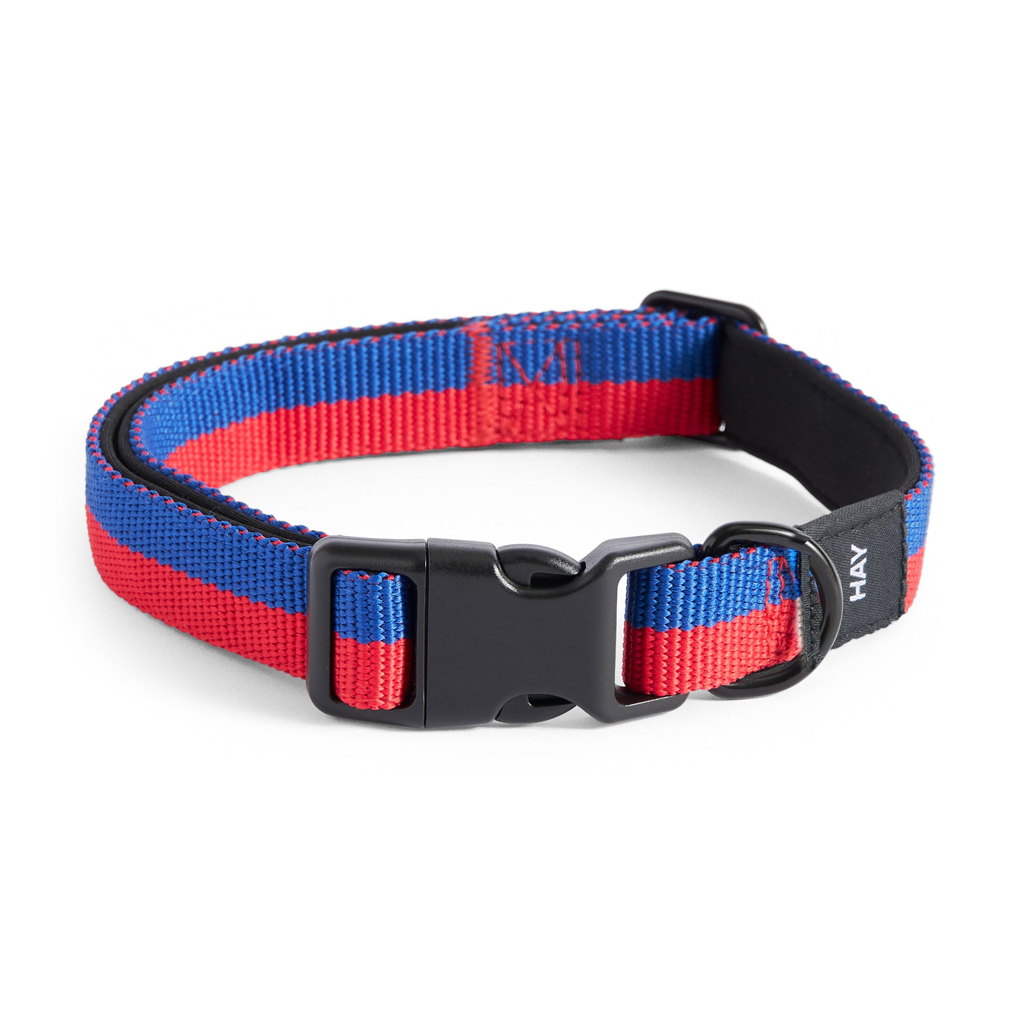 HAY Recycled Polyester Dog Collar - Adjustable & Padded - Red/Blue Stripes