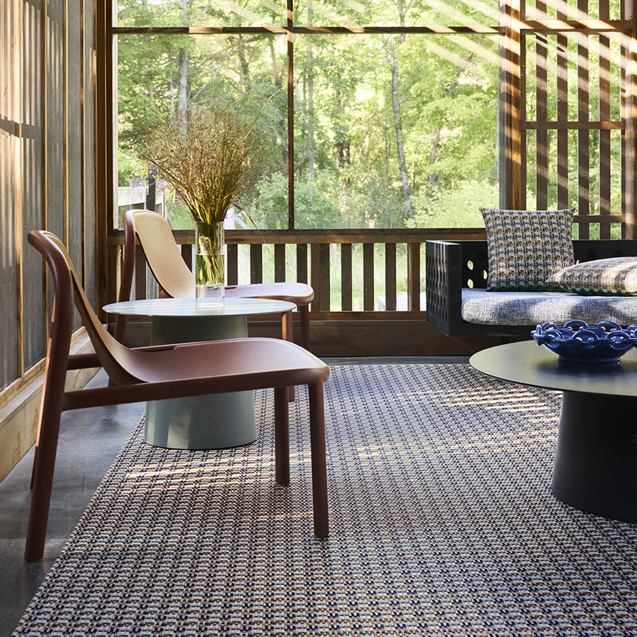 Chilewich Fable Eco-Friendly Striped Floor Mat - Non-Slip Latex Backing