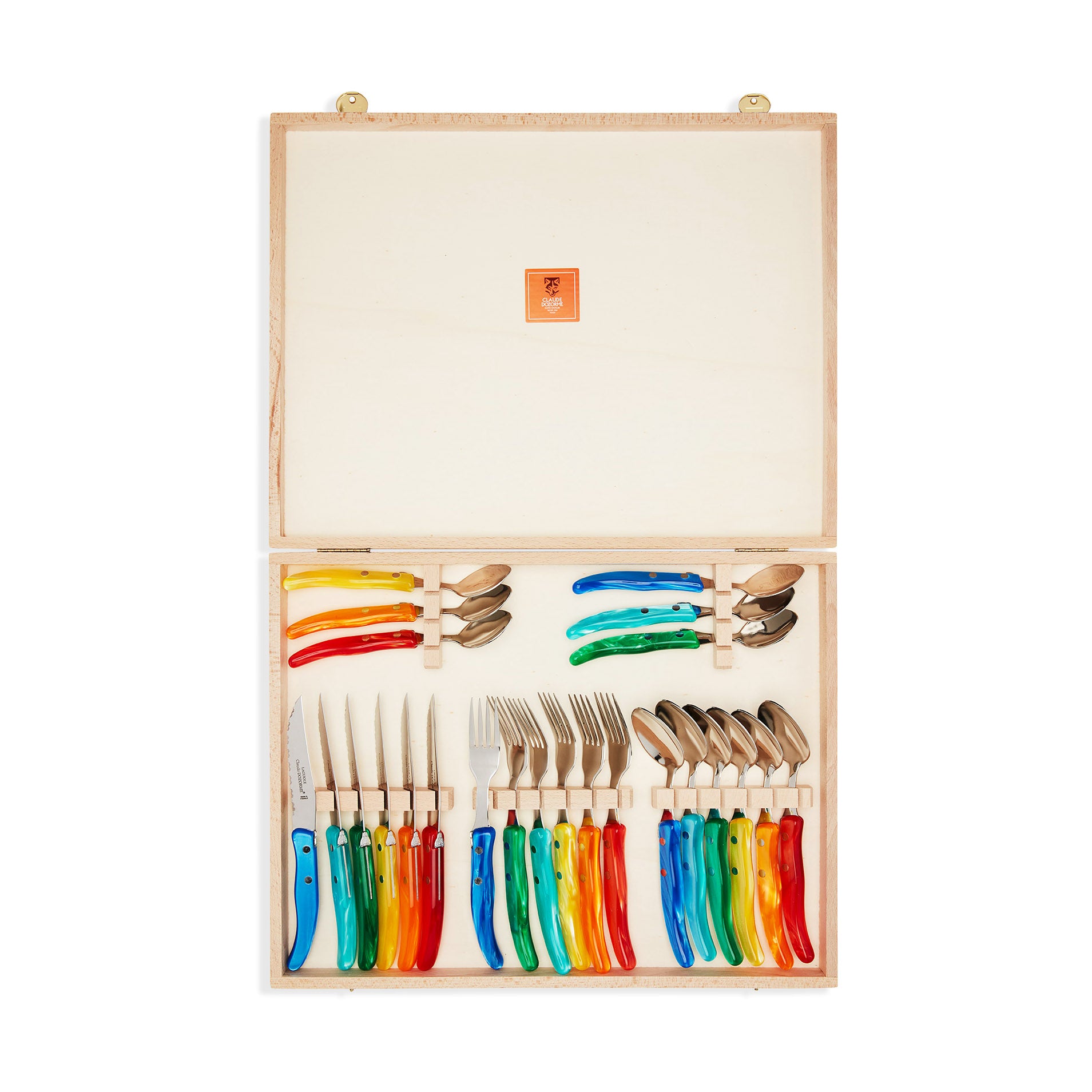 Rainbow Flatware Set by Claudine Dozorme - Handcrafted 24-Piece Stainless Steel