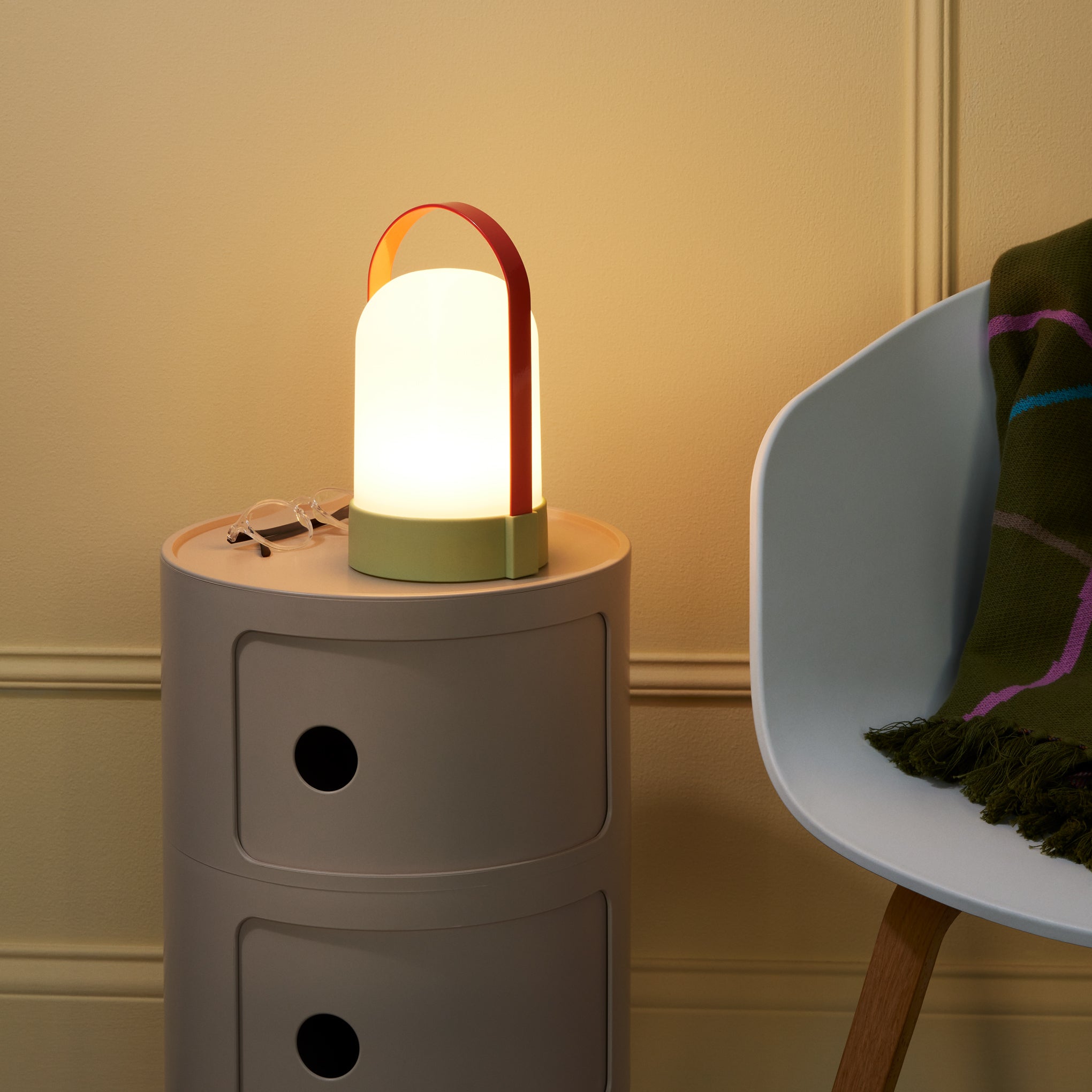 URI Portable Rechargeable Table Lamp - Orange/Green, Indoor & Outdoor Use