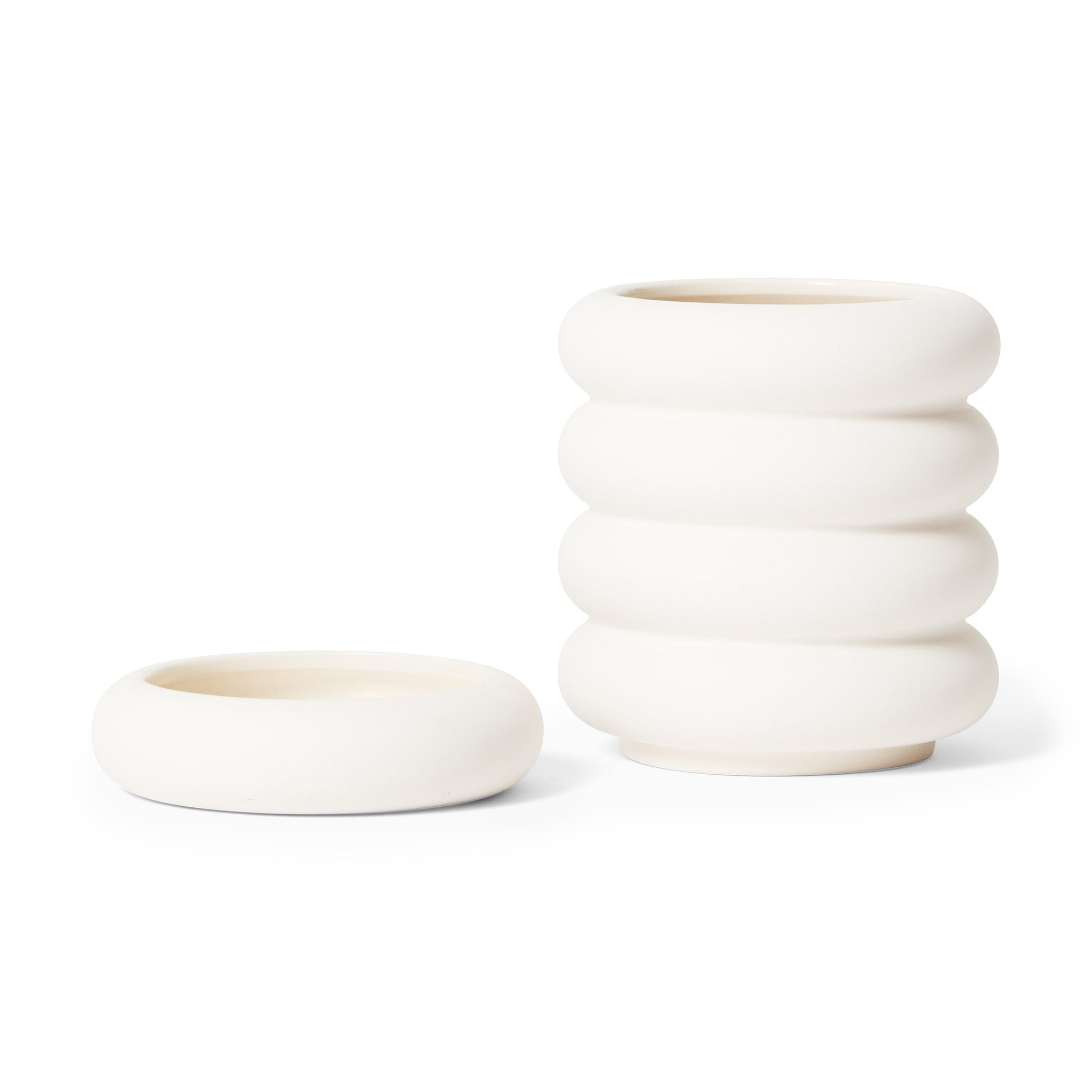 Areaware Mini Stacking Stoneware Planter with Hidden Saucer
