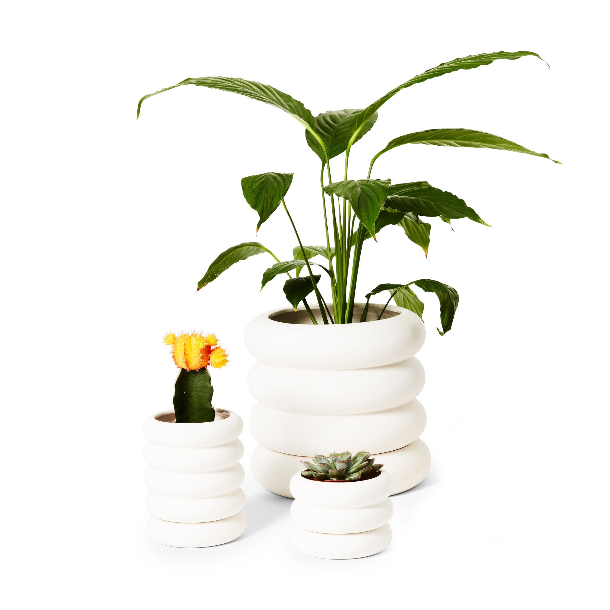 Areaware Mini Stacking Stoneware Planter with Hidden Saucer