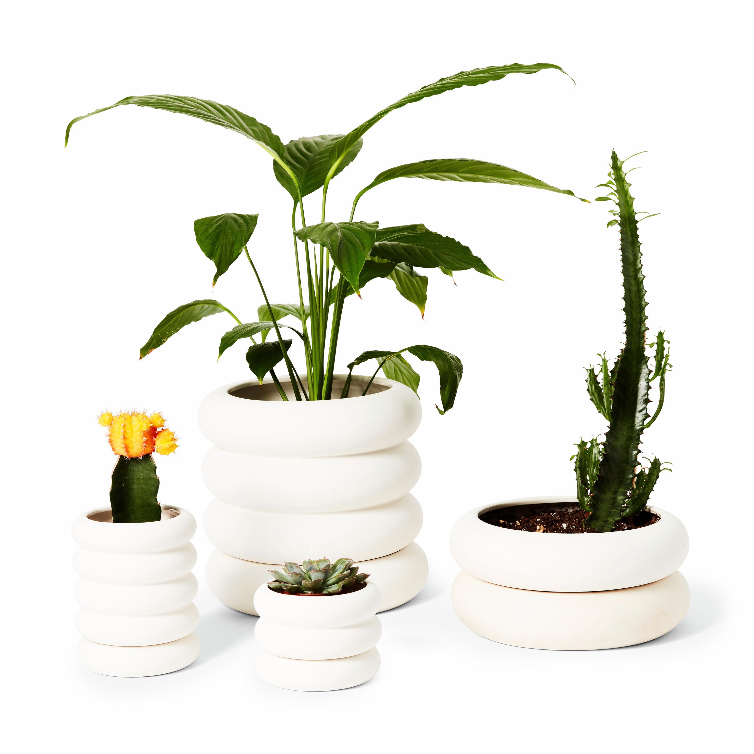 Areaware Mini Stacking Stoneware Planter with Hidden Saucer