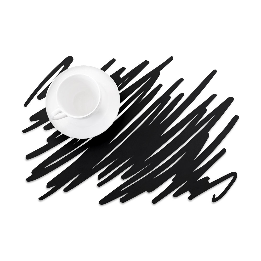 YOY Doodle Silicone Placemat - Black Scribble Design - Hand Wash
