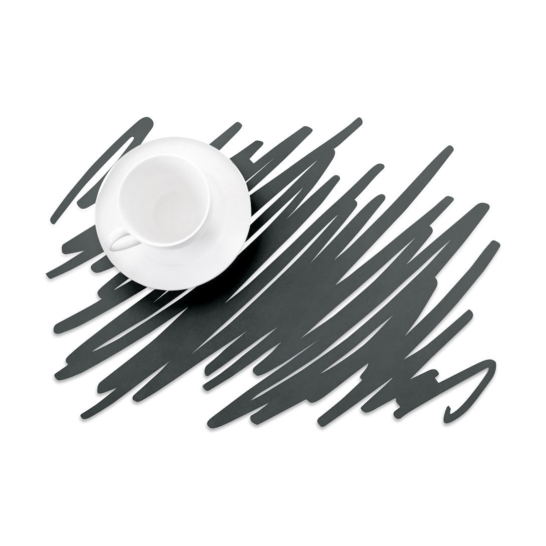 YOY Design Doodle Silicone Placemat - Black Scratch Art