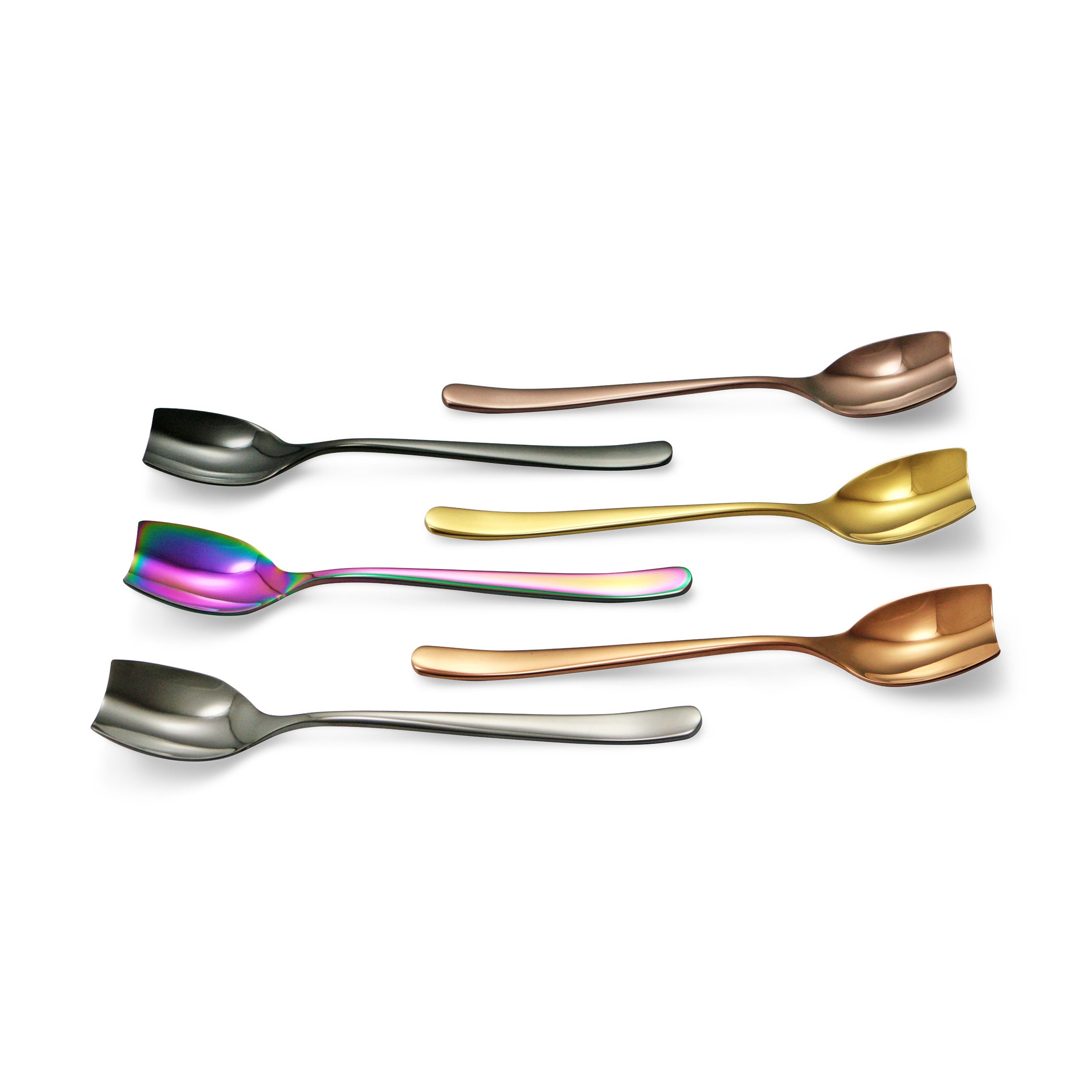 Colorful Anodized Ice Cream Spoons - Set of 6, Dishwasher Safe