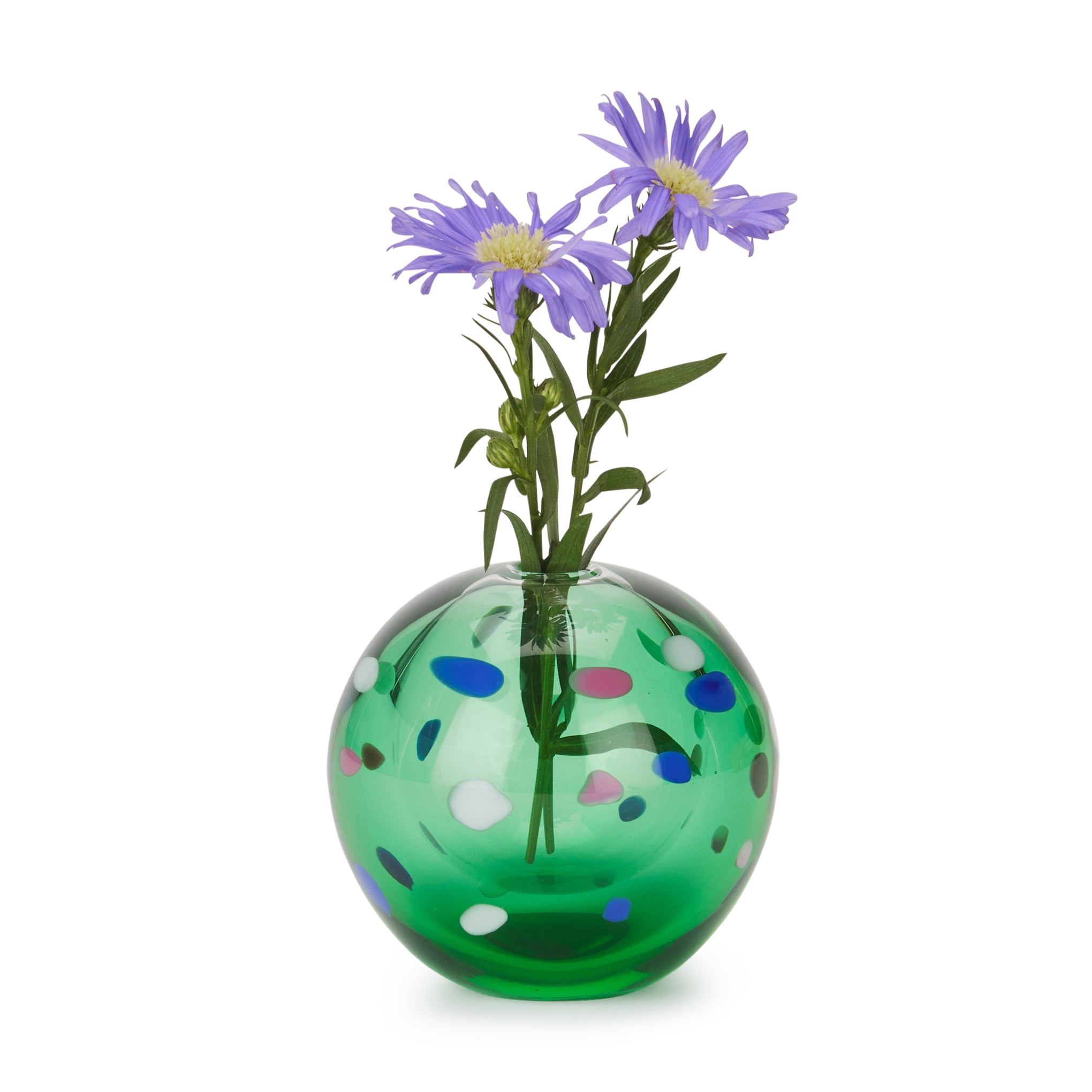 Handcrafted Green Glass Bud Vase by Hana - Small Flower Holder & Aroma Diffuser