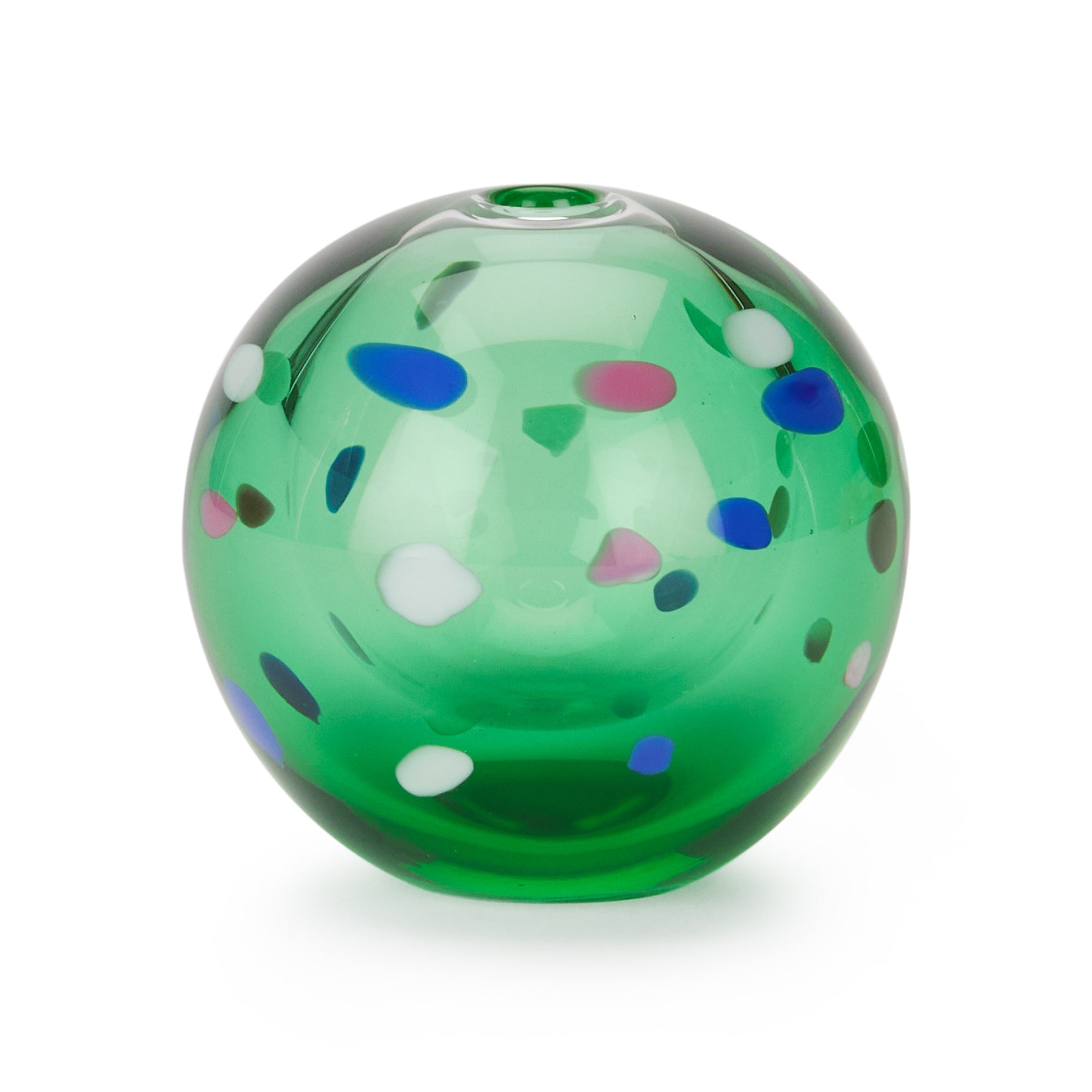 Handcrafted Green Glass Bud Vase by Hana - Small Flower Holder & Aroma Diffuser